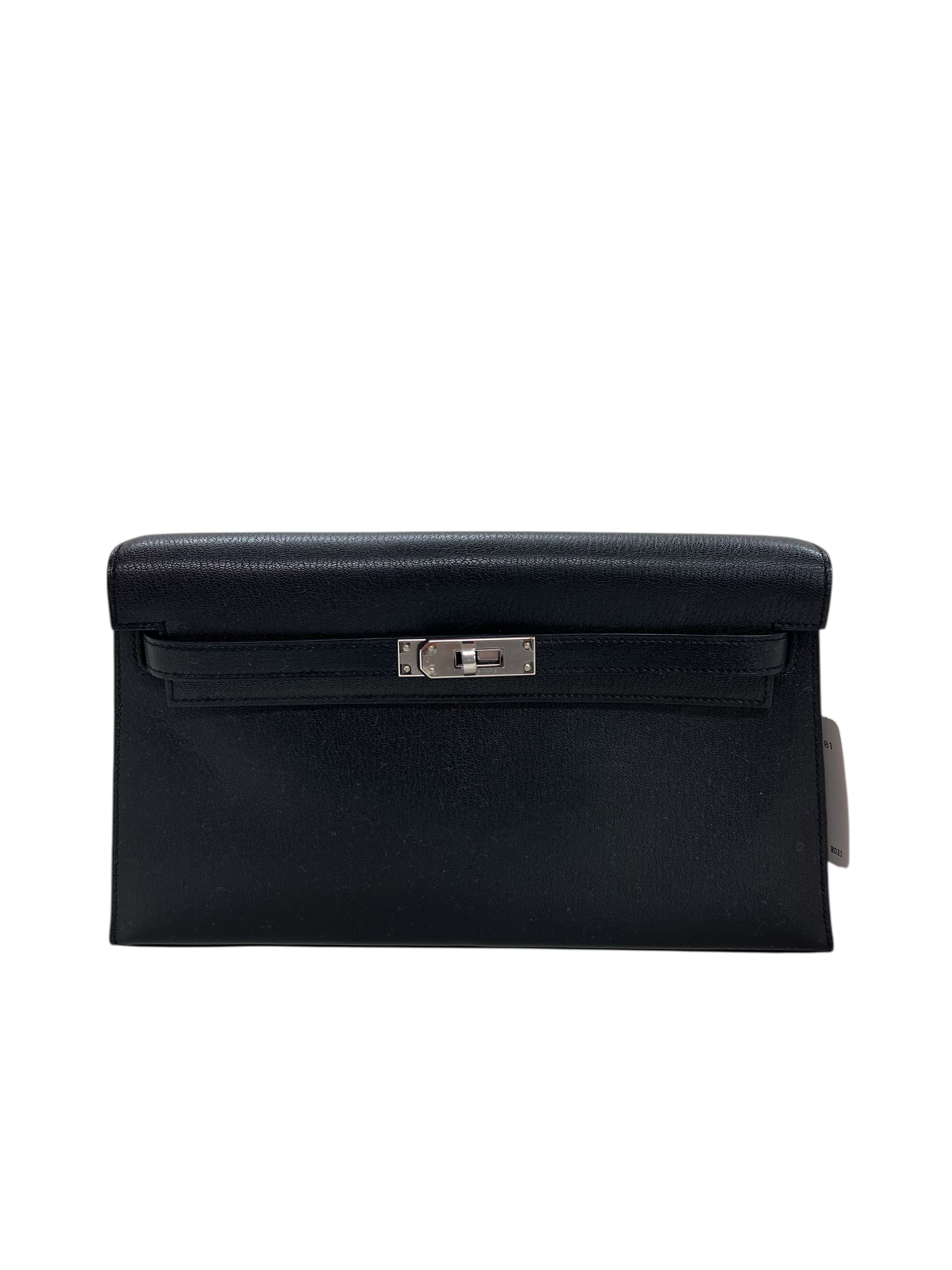 Hermes Kelly Elan Black Chevre PHW #B SKCJB-233481
