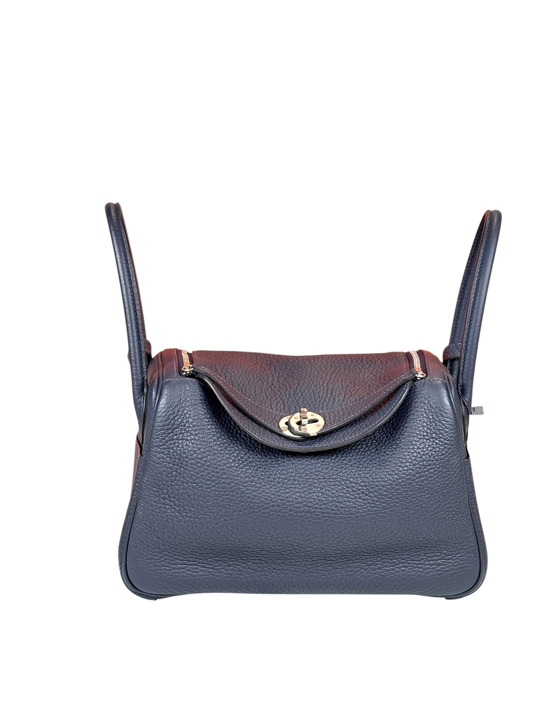 Hermes Lindy 26cm in Blue Nuit Bag - U Stamp