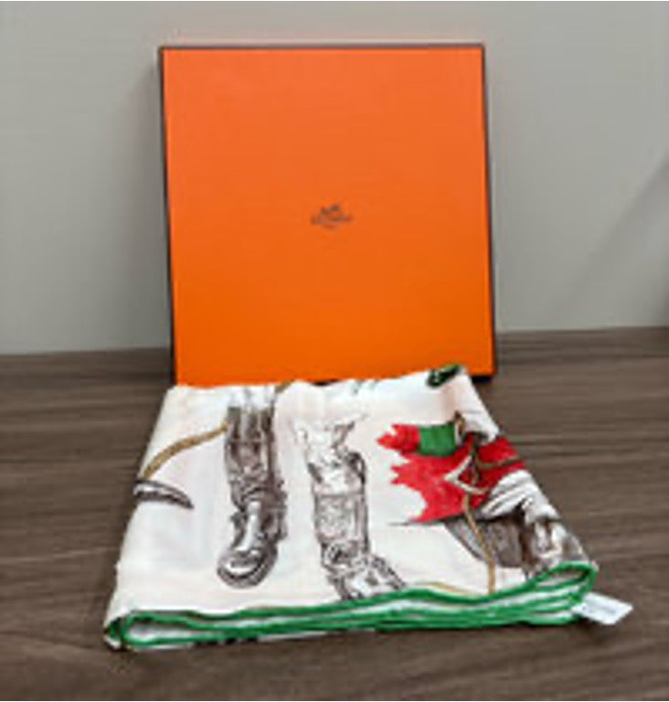 HERMES "Thigh-High Riding Boots" 90 Square Scarf 3032605213524