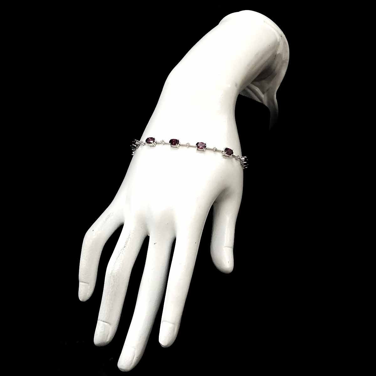 Garnet 5.66ct Diamond 0.16ct Bracelet 18K K18 WG White Gold 750 902974436
