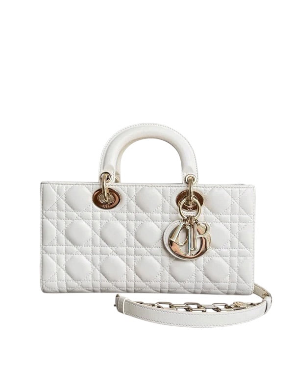 DIOR D-JOY MEDIUM - CANNAGE LAMBSKIN WHITE GOLD HARDWARE SYCMDA111