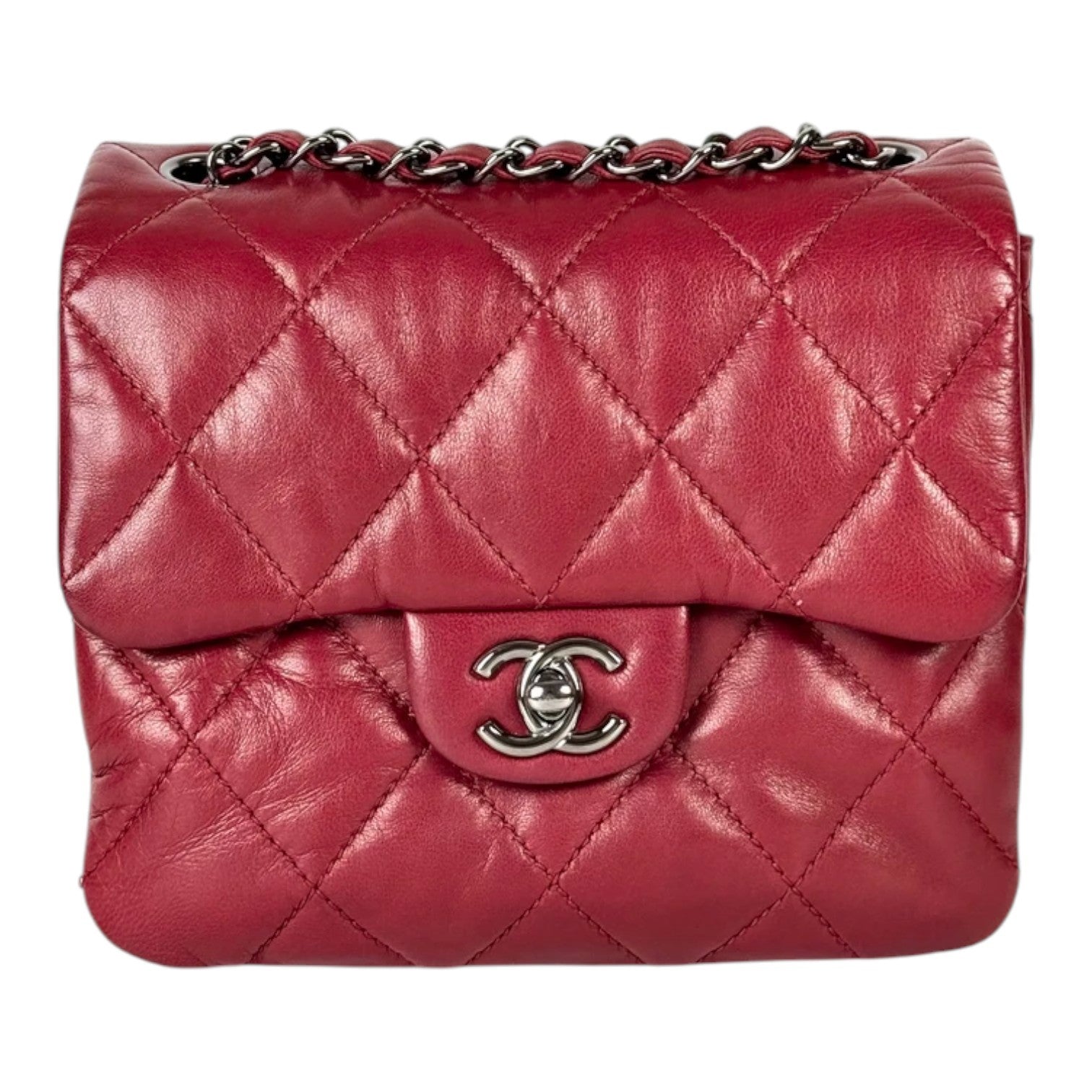 Chanel Red Square Flap Bag in Lambskin