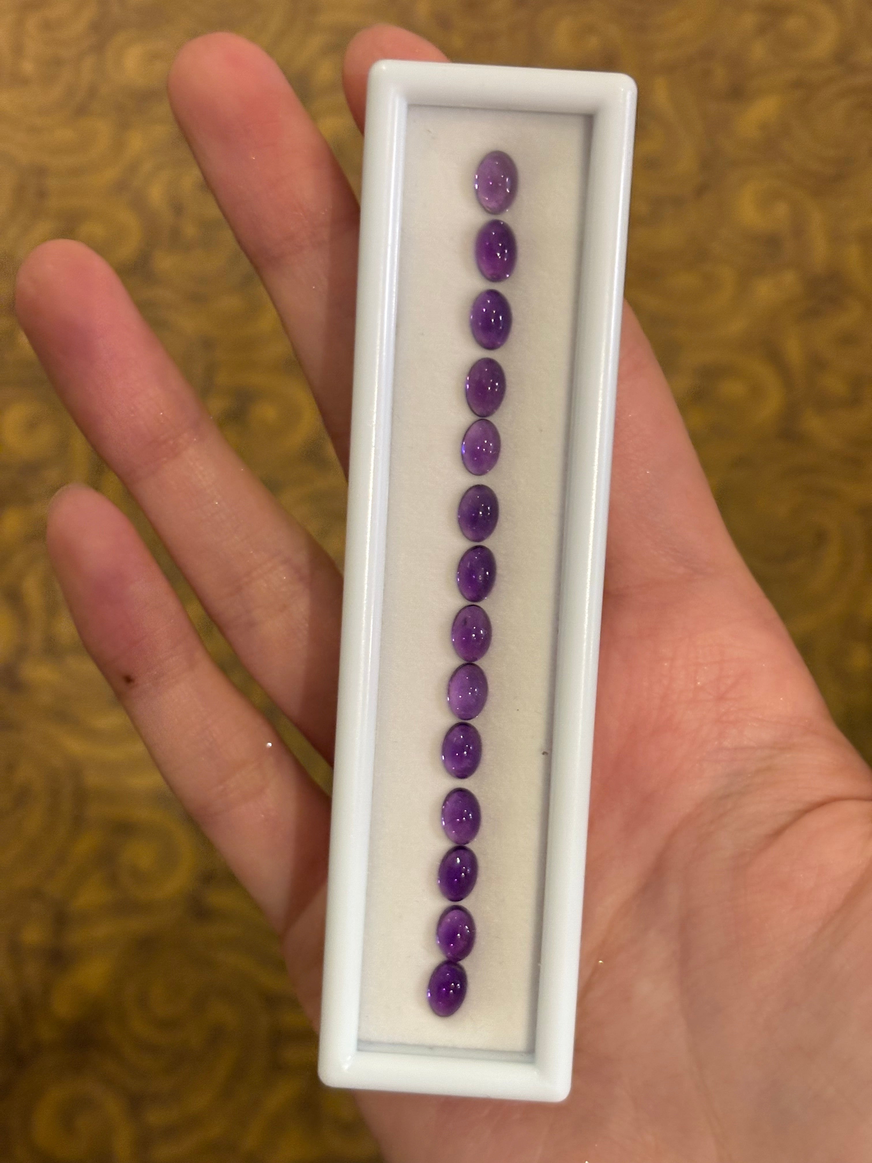 7.00ct Amethyst Oval Cabochon Set (14 pcs) DXBCS4800