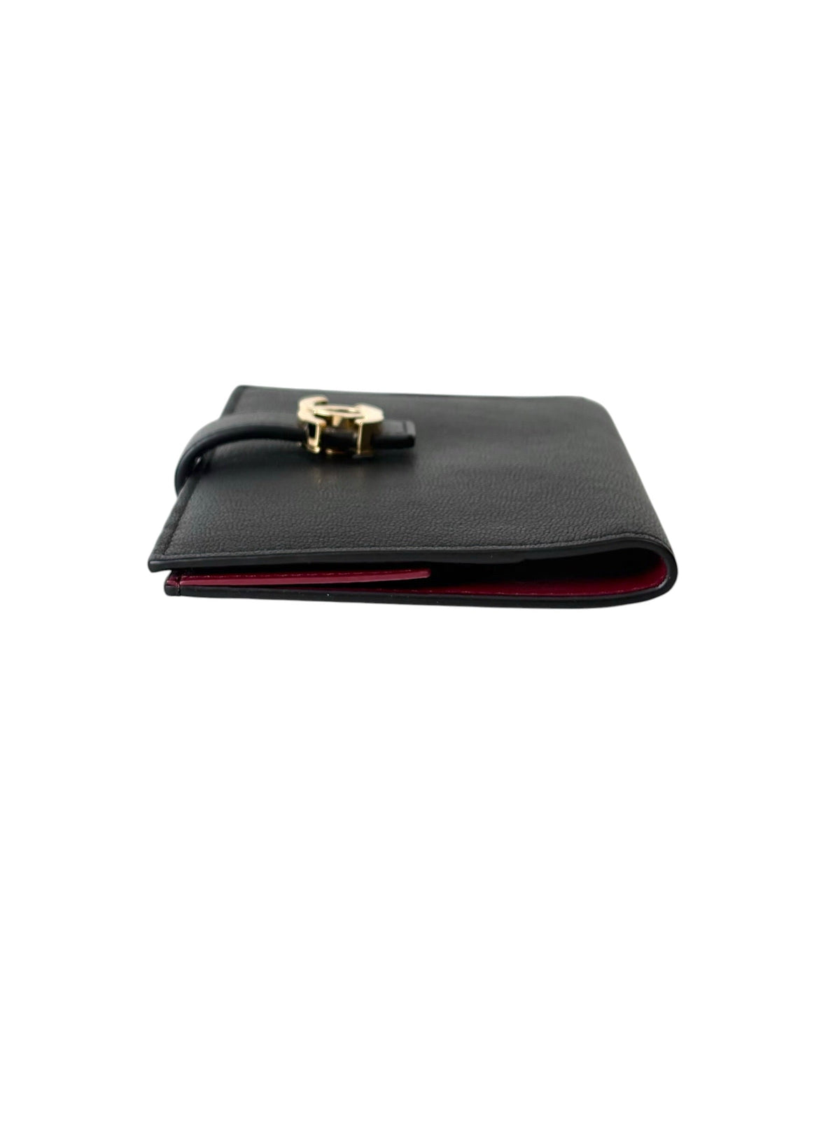 Chanel Black Calf Leather Passport Holder Wallet