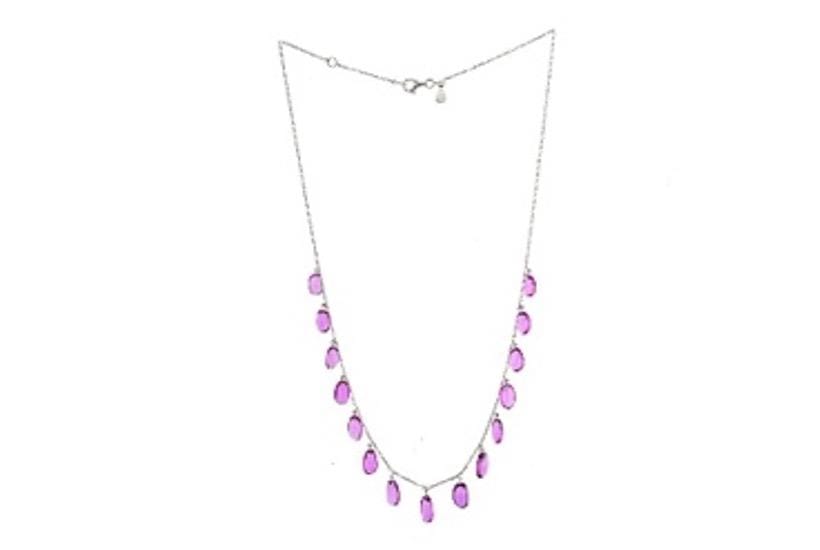 15CT PINK SAPPHIRE OVAL ROSECUT 18" NECKLACE C7951