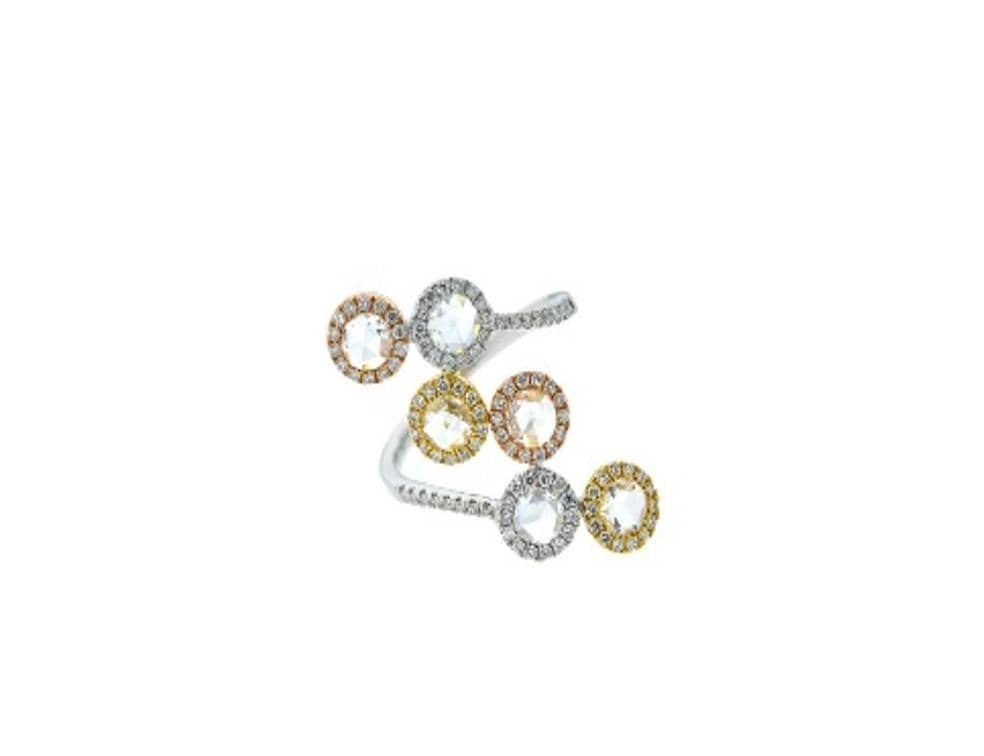 1.21CT WHITE ROSECUT SMALL DIAMONDS RING SIZE 54 WG R2774