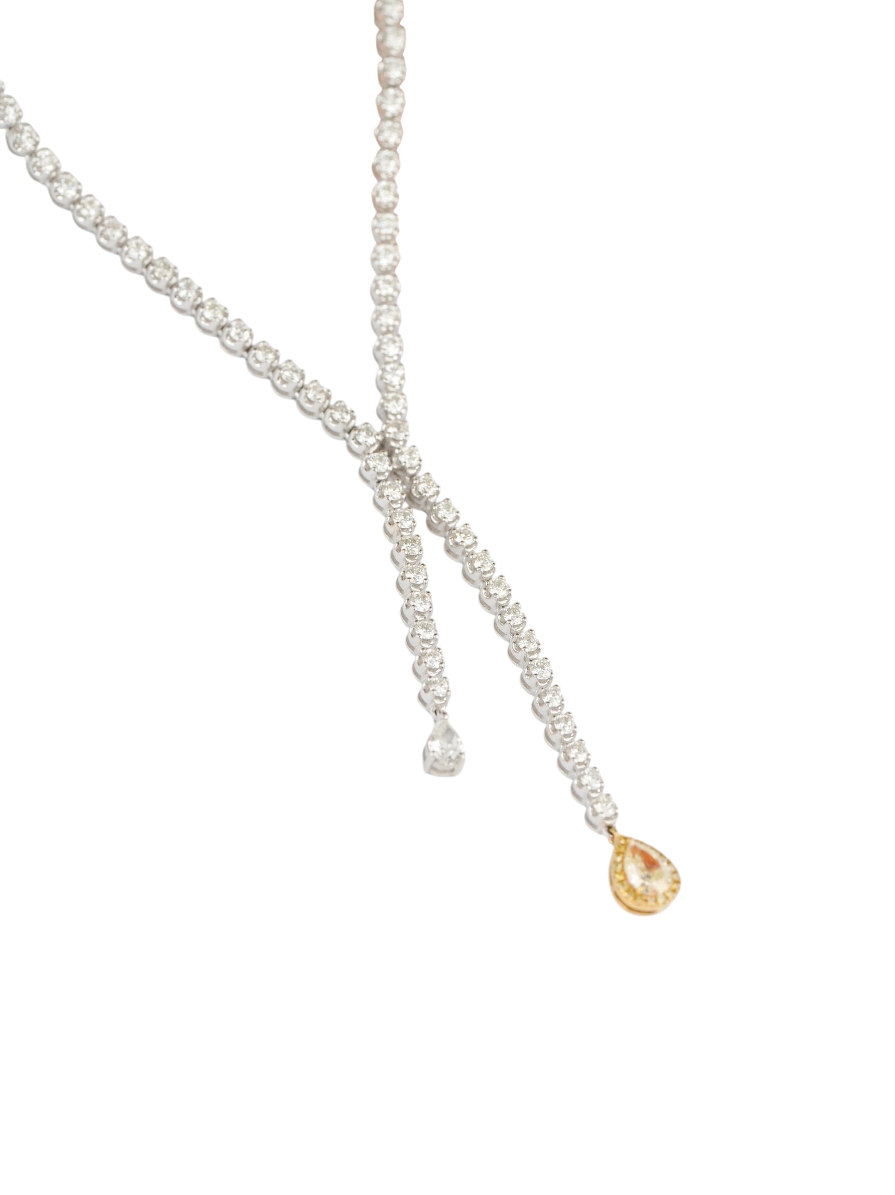3.10ct Diamond & Yellow Diamond Drop Necklace