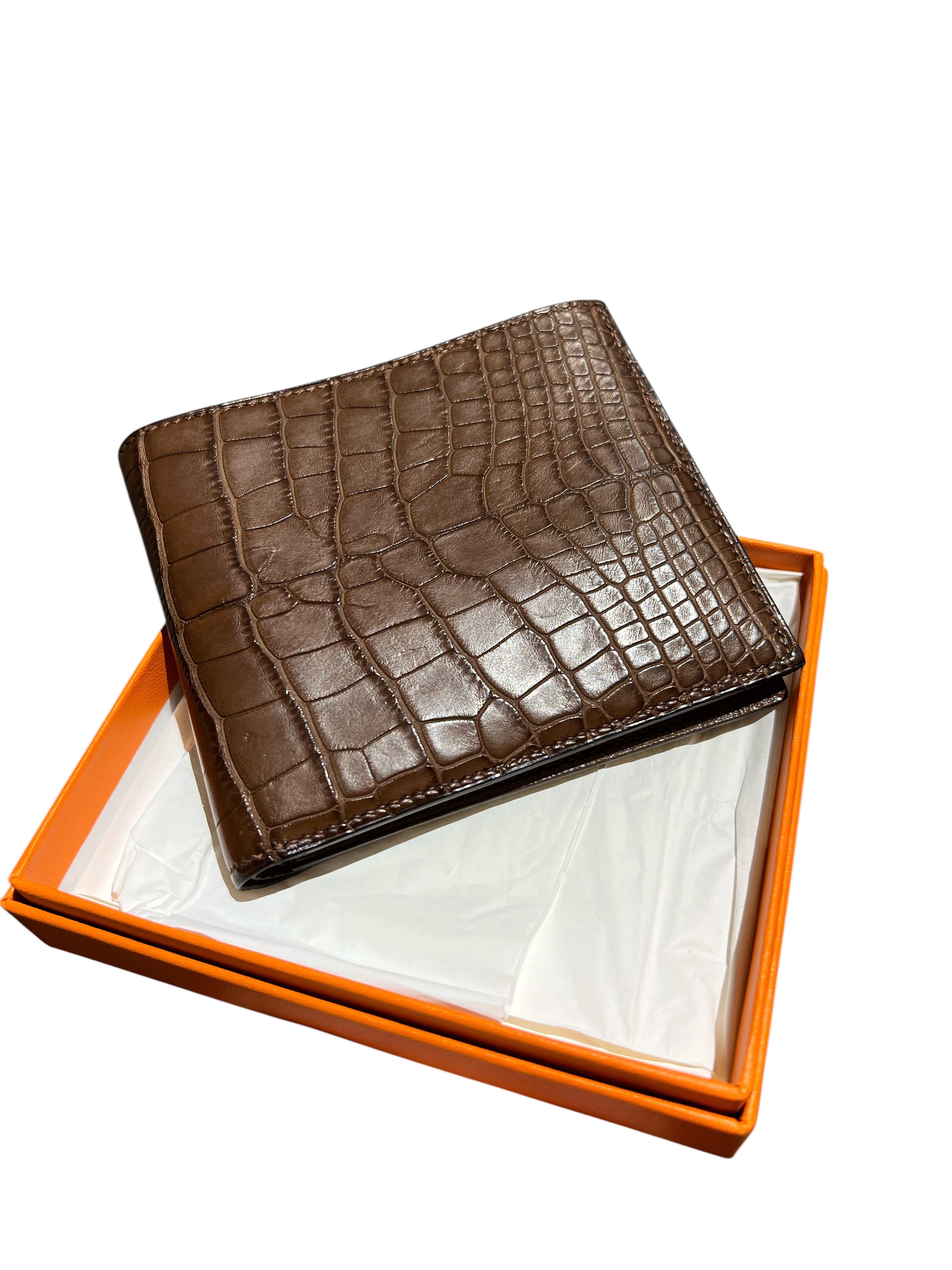 HERMES MC2 COPERNIC BROWN MATTE ALLIGATOR BILL WALLET 2000000154534