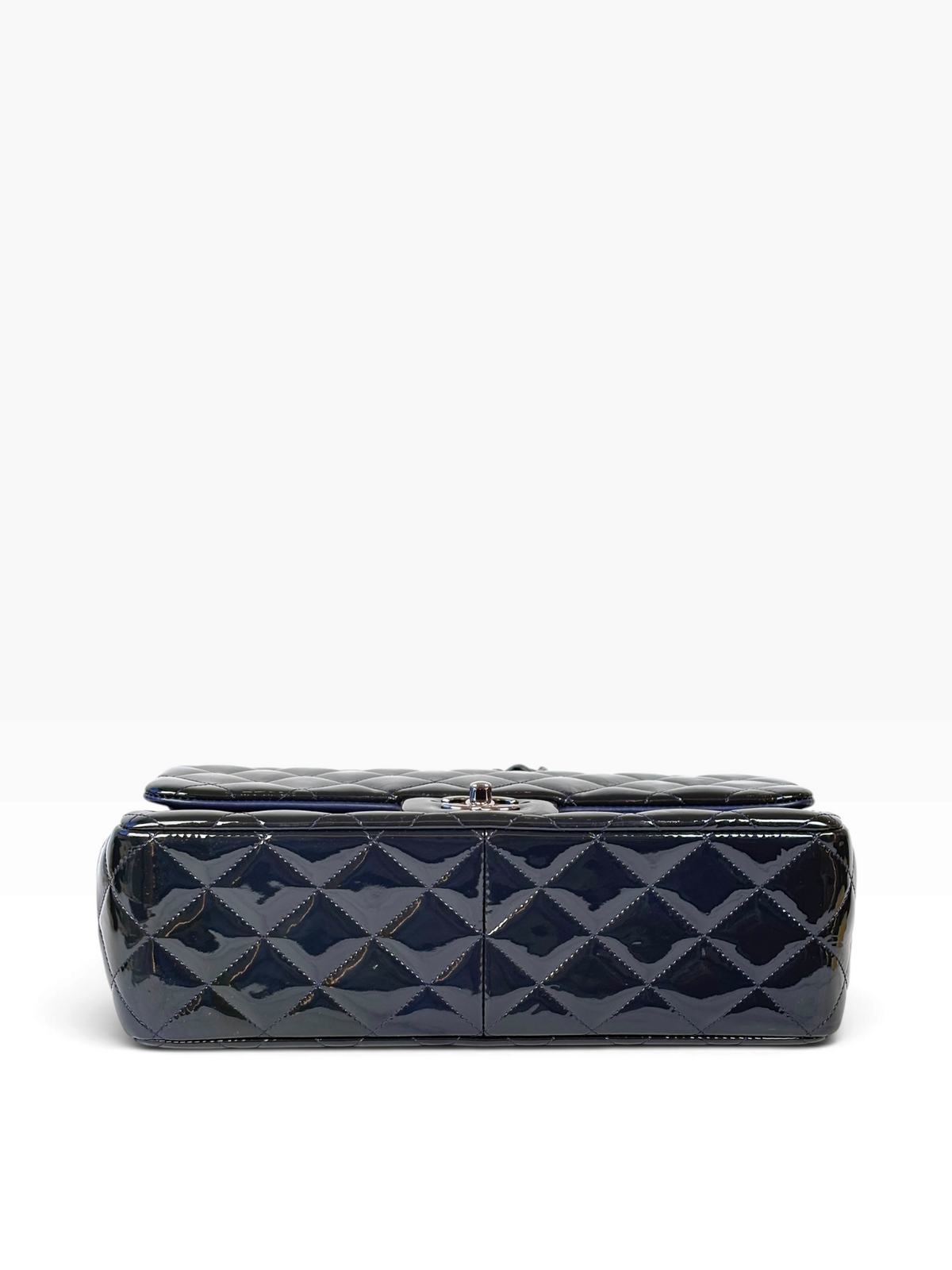 Chanel Classic Flap Jumbo Dark Green / Navy in Patent Leather
