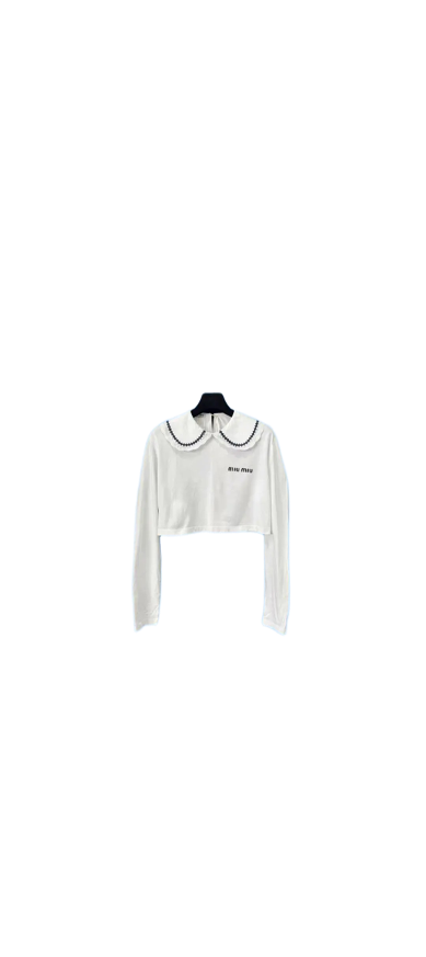 Miu Miu Spring/Summer Navy Collar Peter Pan Collar Long-Sleeved Top (Size) LZ0205GK0891