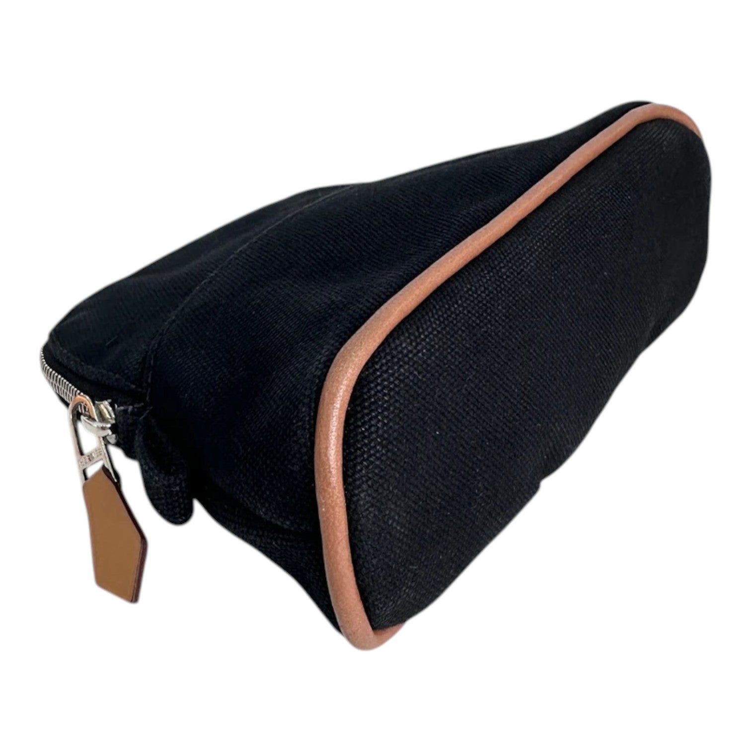 Hermes Black Cotton Canvas Mini Bolide Travel Cosmetic Pouch