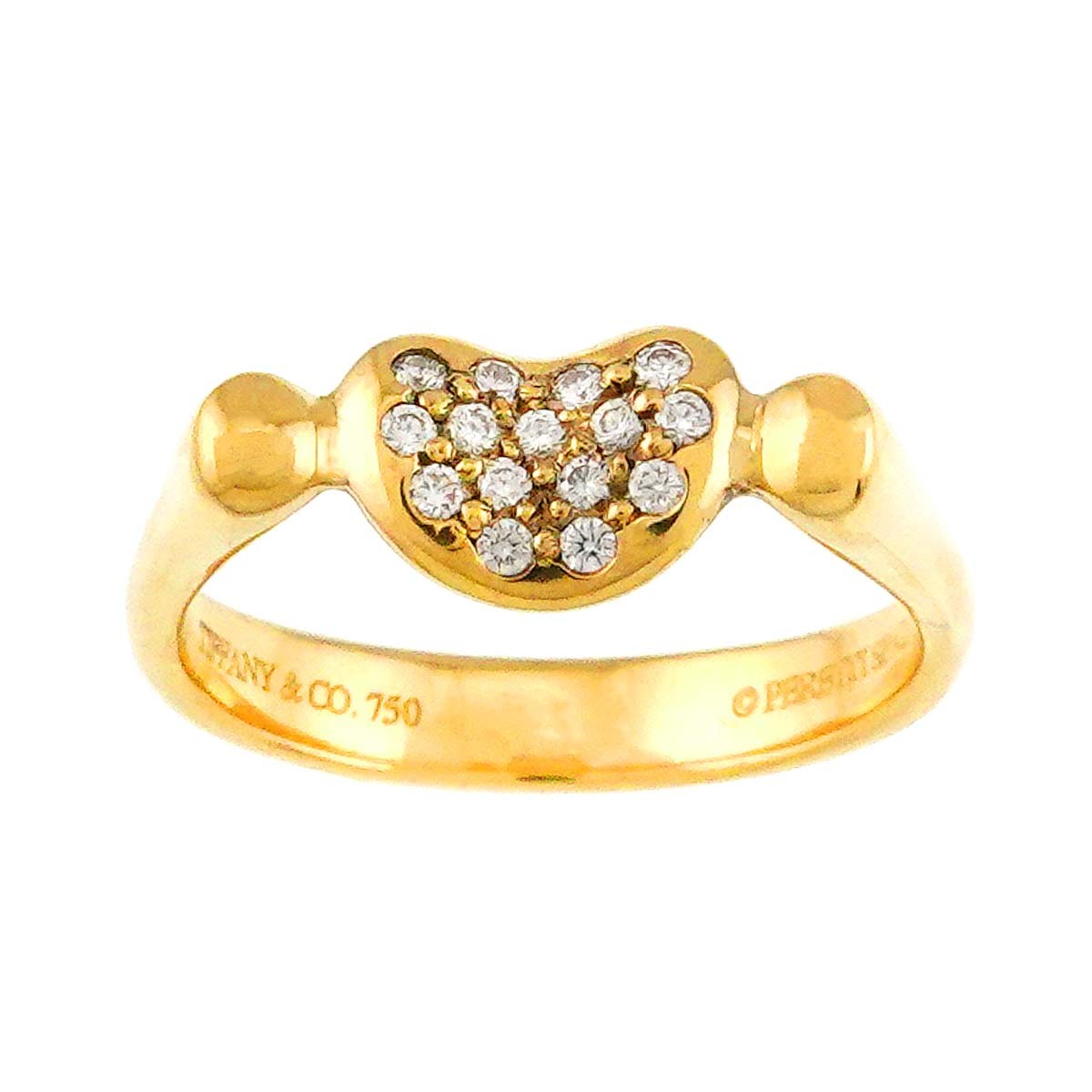 TIFFANY Co. Bean Diamond Ring 18K Yellow Gold 750 Size5.5-5.75(US) 902964211
