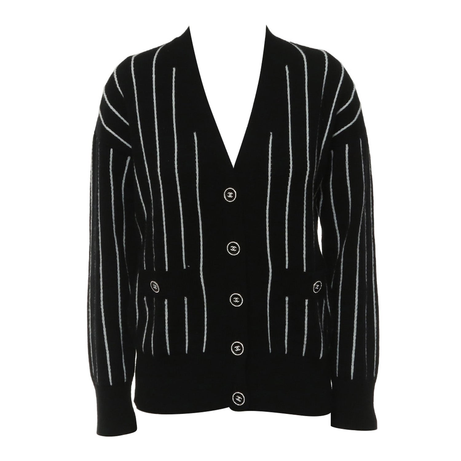 Chanel 23P Striped Button Up Cardigan CHA02949C