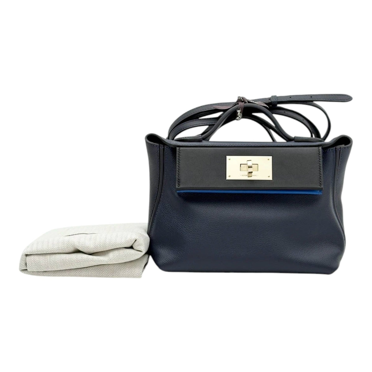 Hermes 2424 Mini Blue Bag in Evercolor with PHW