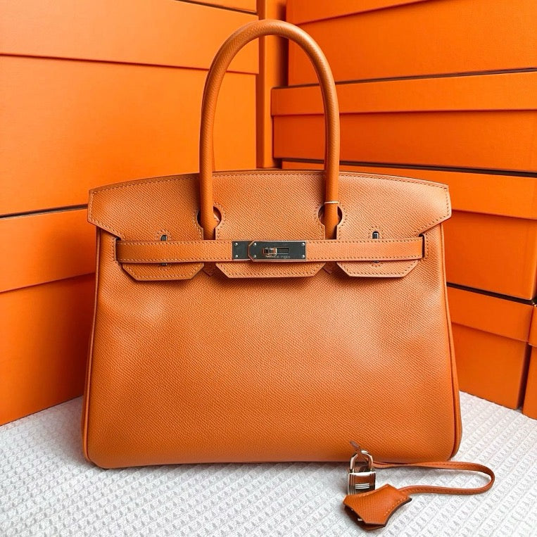 Hermes Birkin 30 Orange Epsom PHW #Q SYC2192