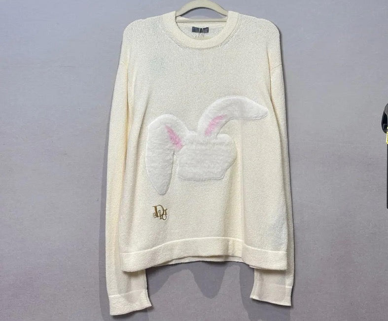 Dior Year of the Rabbit Limited Edition SS23 Rabbit Flocked Knit Sweatshirt, Size L SYCC2074