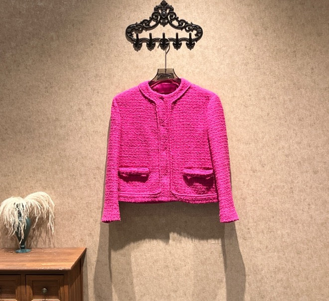 Valentino Pink Limited Edition Bow Pocket Chanel-Style Jacket / Size 36 / 99% New / 42683