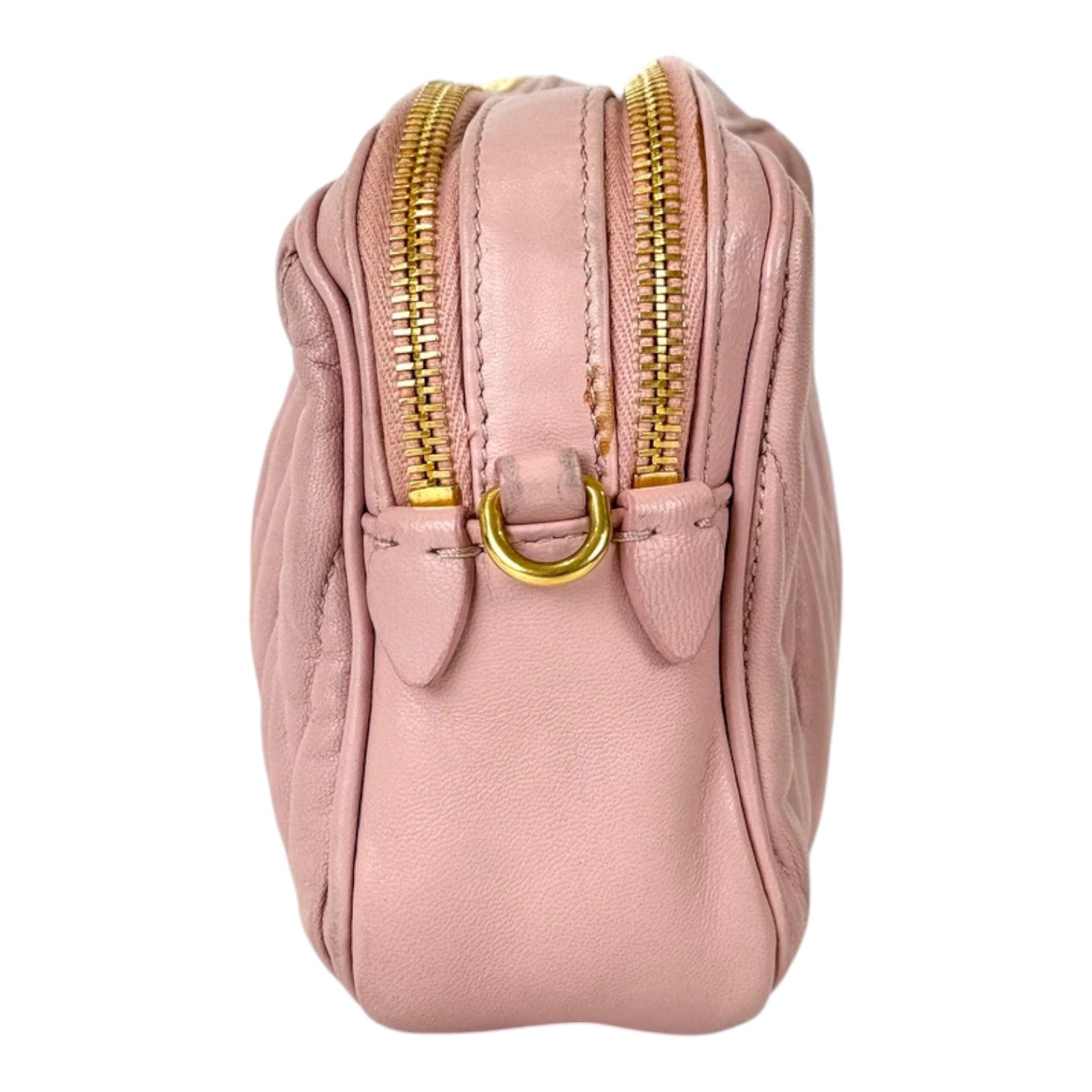 Miumiu Pink Leather Bag with Double Zipper