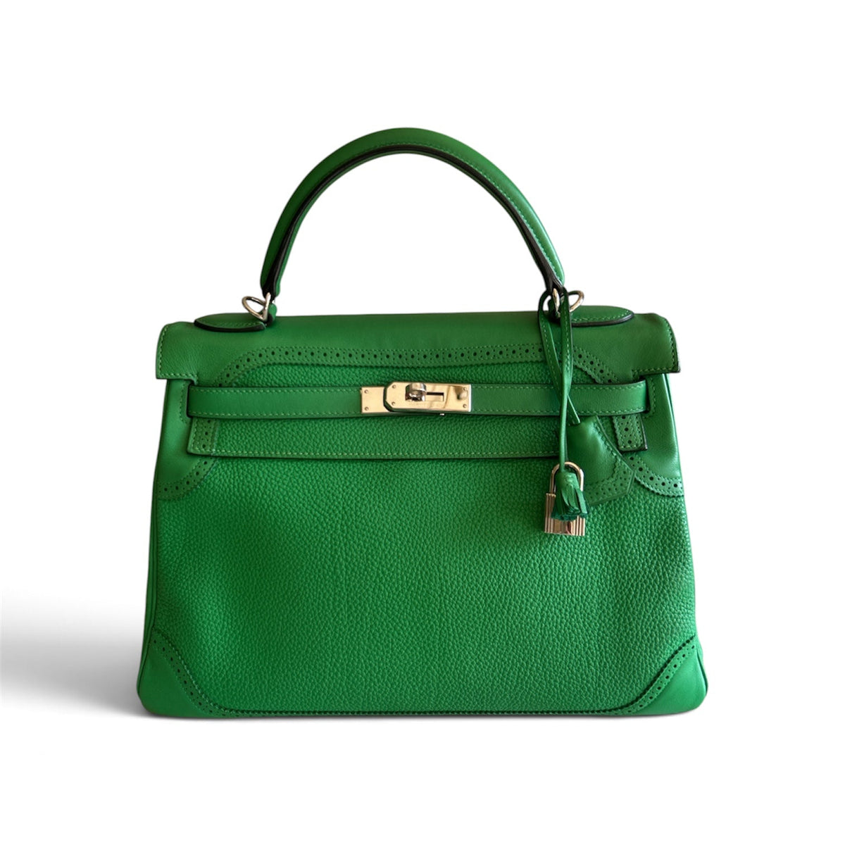 Hermes Kelly 32 Ghillies in Bamboo Togo & Swift with PHW