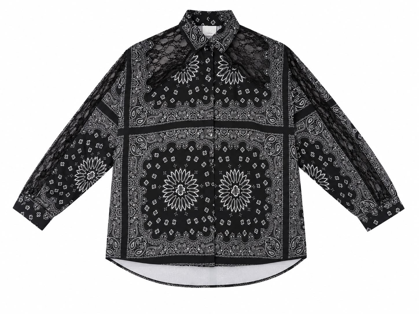 SHIRT BIANKS LACE DETAIL BLACK BANDANA MCL13046