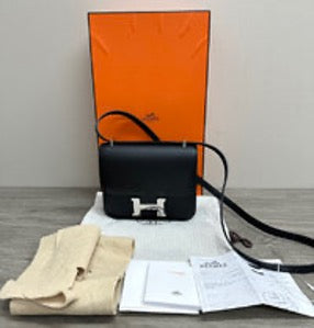 HERMES/Hermes Black and Silver Constance 19 Shoulder/Crossbody Bag (Mirror Missing) 3072602132769