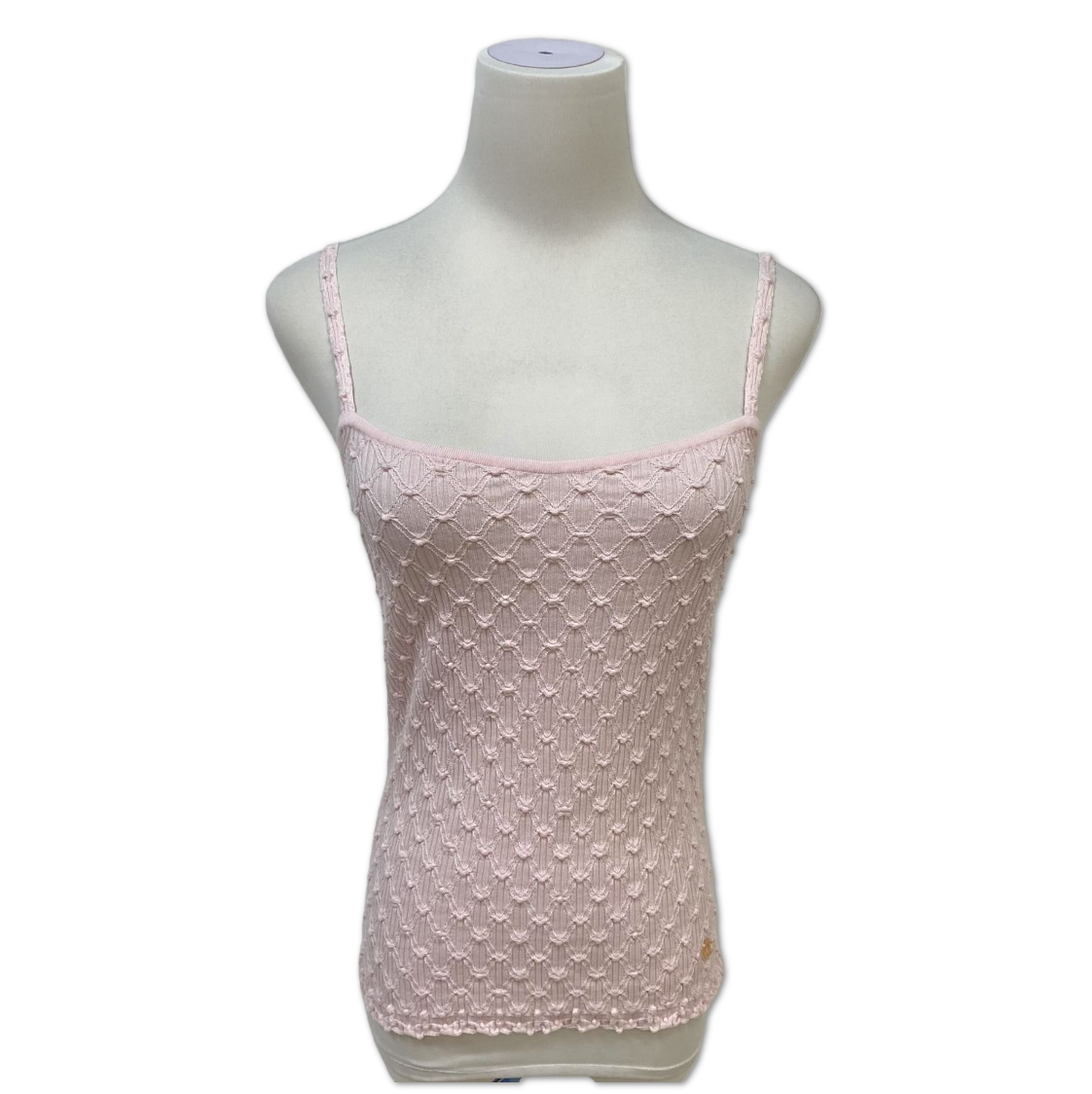 Chanel Light Pink Diamond Textured Knit Camisole Top size 34 C19523506307