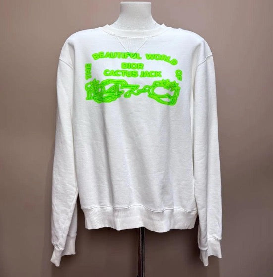 Dior x Travis Scott white printed logo sweatshirt, size XL SYCC2077