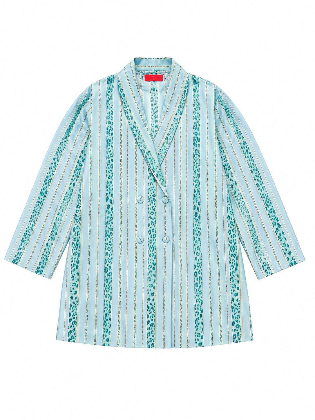 CARDIGAN JACKET COCOON LEO PINSTRIPES BLUE TURQUOISE MCL13212