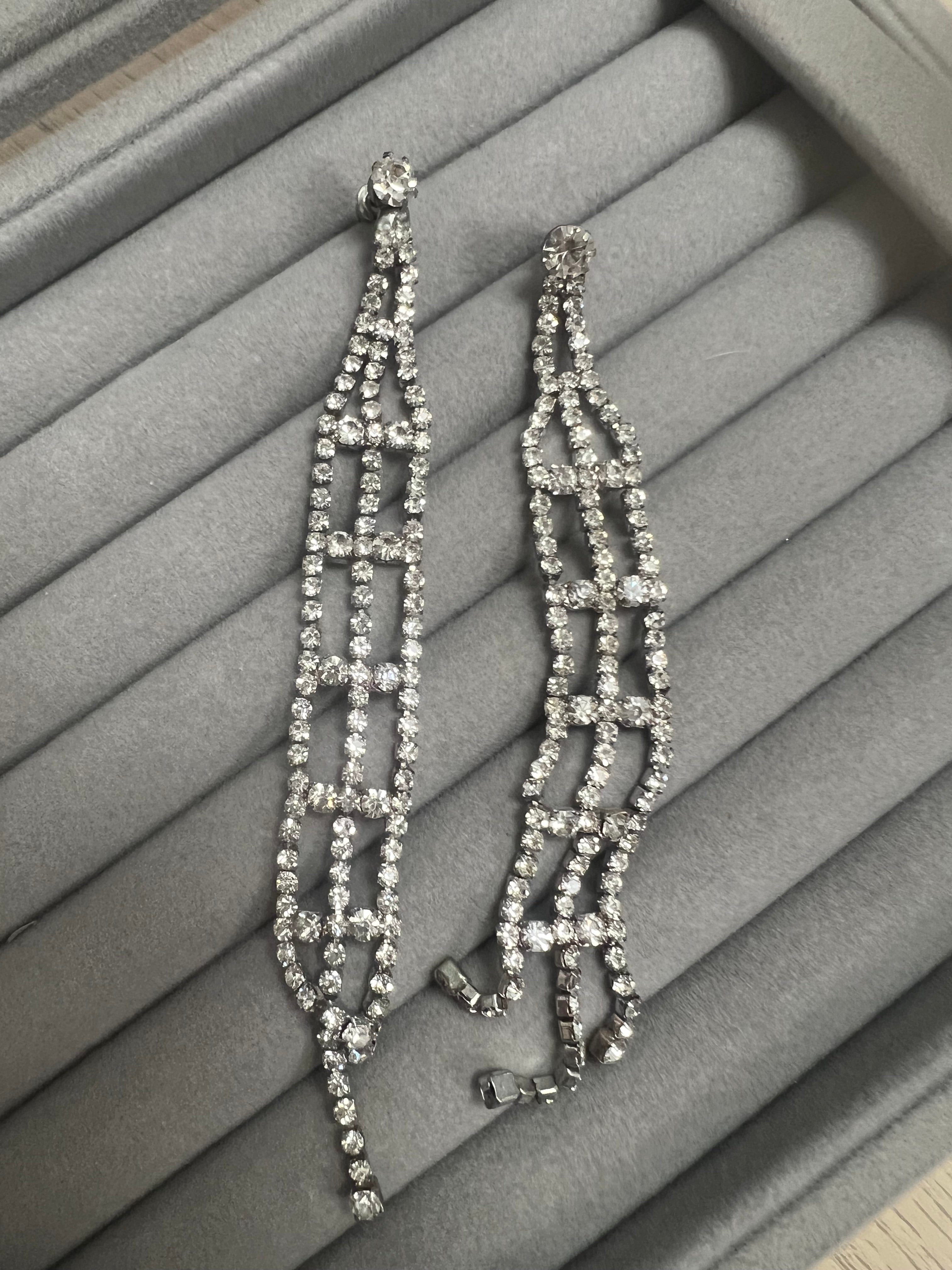 crystal drop earrings plated circa 1980 ALTC0535