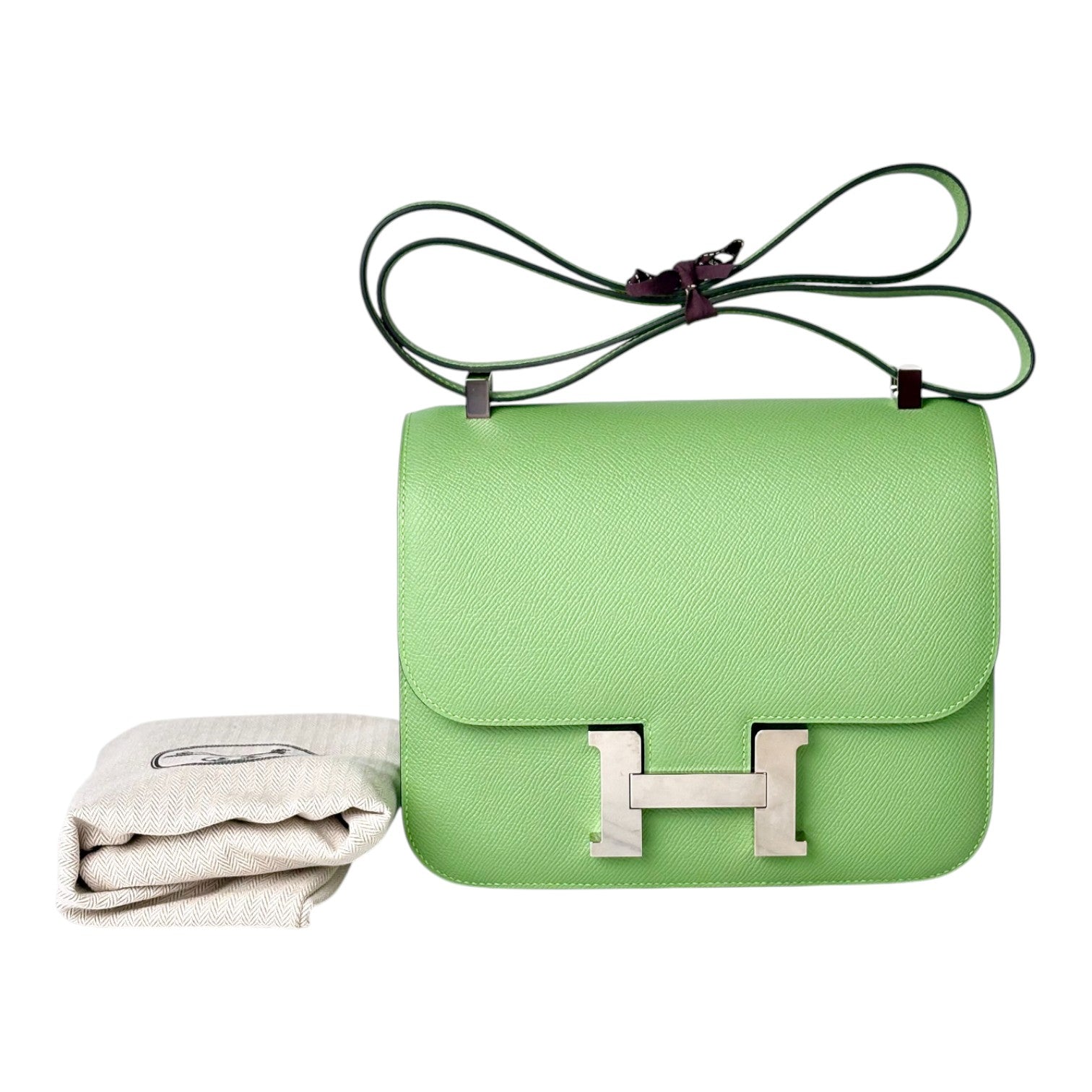 Hermes Constance 24 In Epsom 3I Vert Criquet Bag