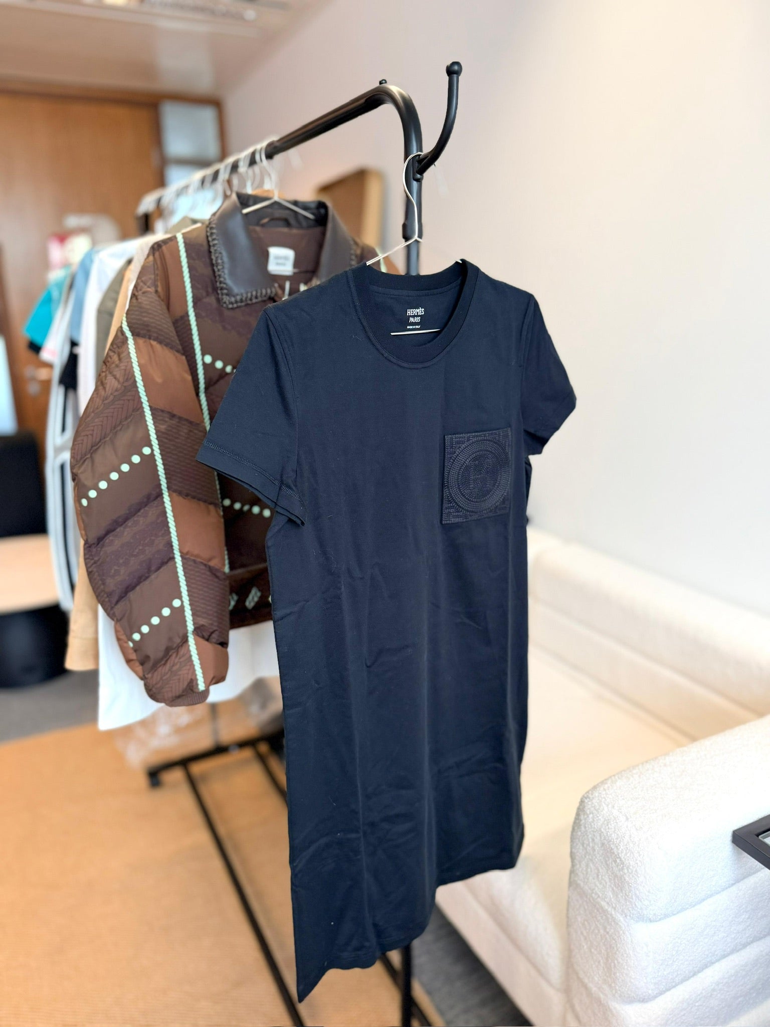 Hermès Pocket T-Shirt Dress - Black