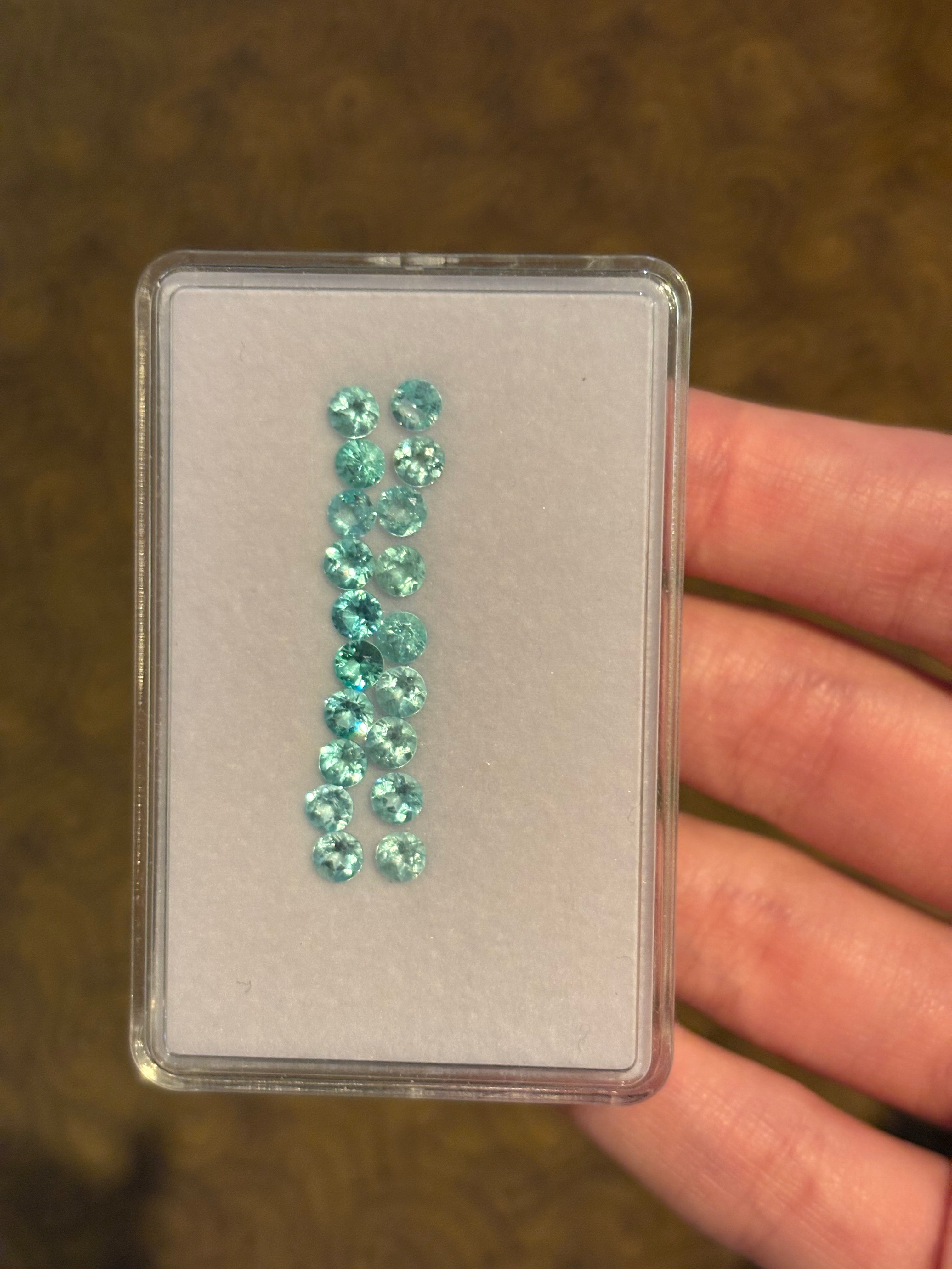 3.00ct Neon Paraiba Set 3.5mm Calibration (19 pcs) THAIC0534