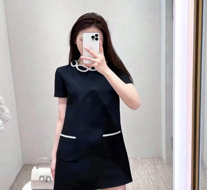 Valentino black Chanel-style rhinestone dress / Size 36 / 99% new / Retail price 32,000 / 42,531