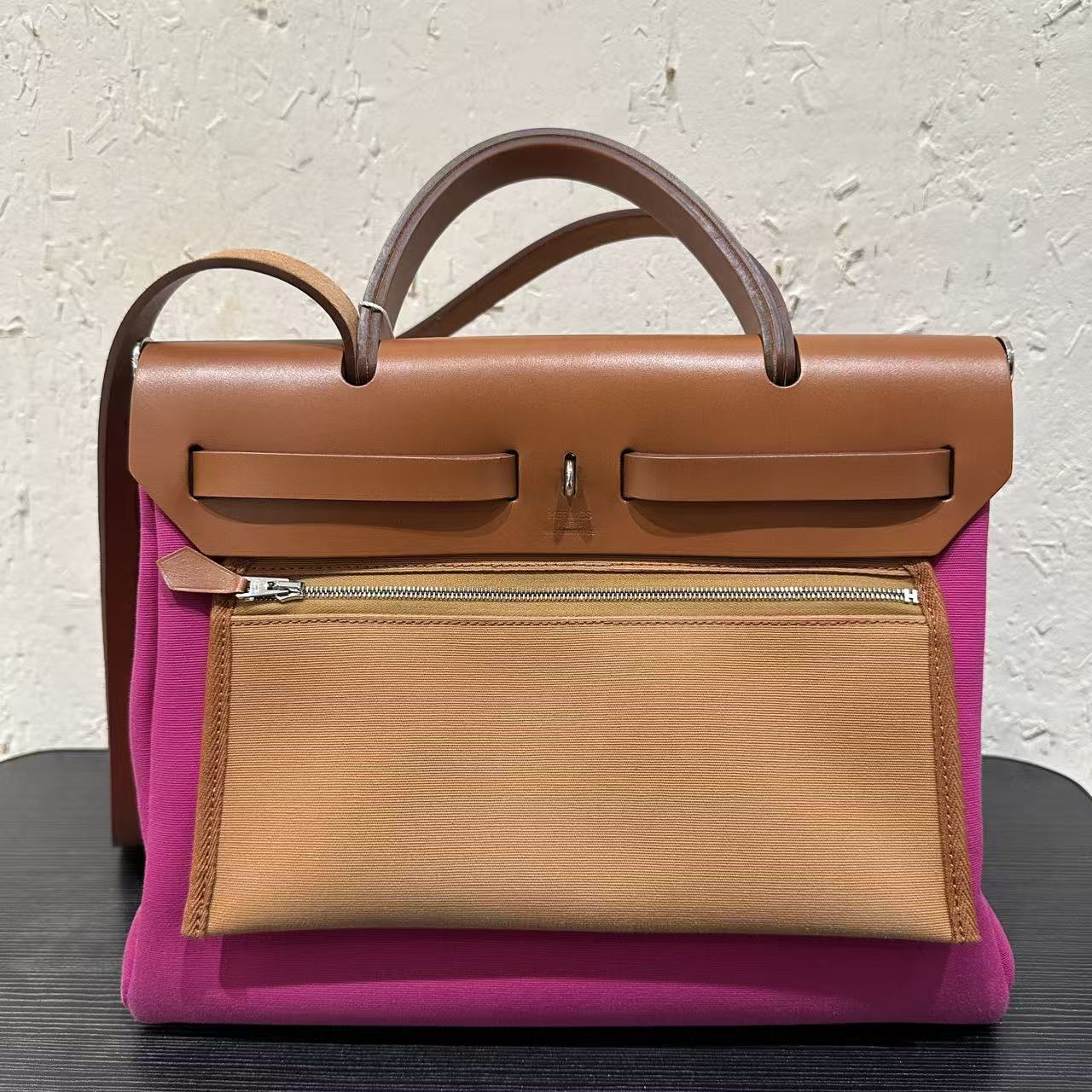 Hermès Herbag 31 Two-Tone Convertible Bag - Fuchsia & Tan