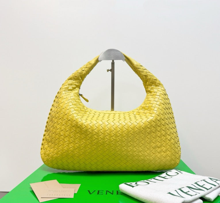 BV Mustard Yellow Woven Shoulder Monk Bag 37 24476670