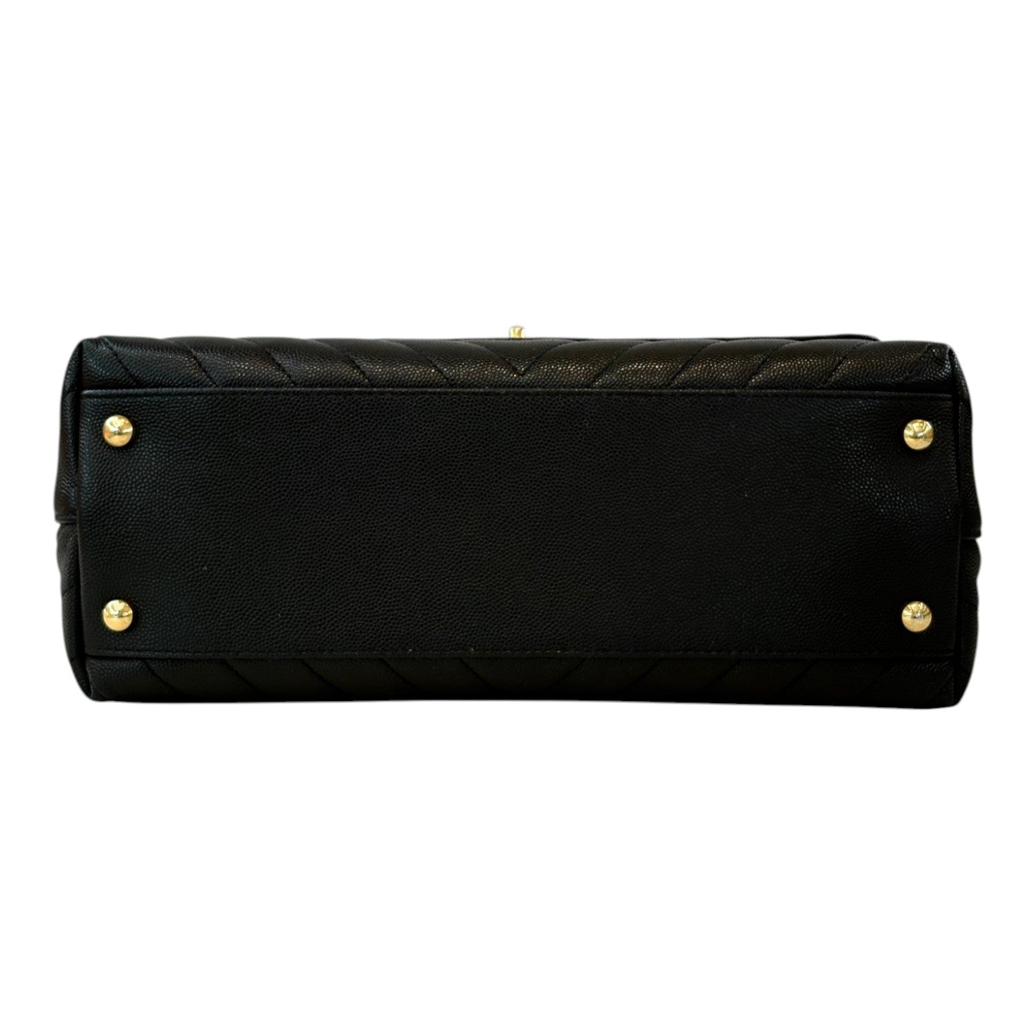 Chanel Medium Black Coco Handle with Lizard Handle and Chevron Stitching