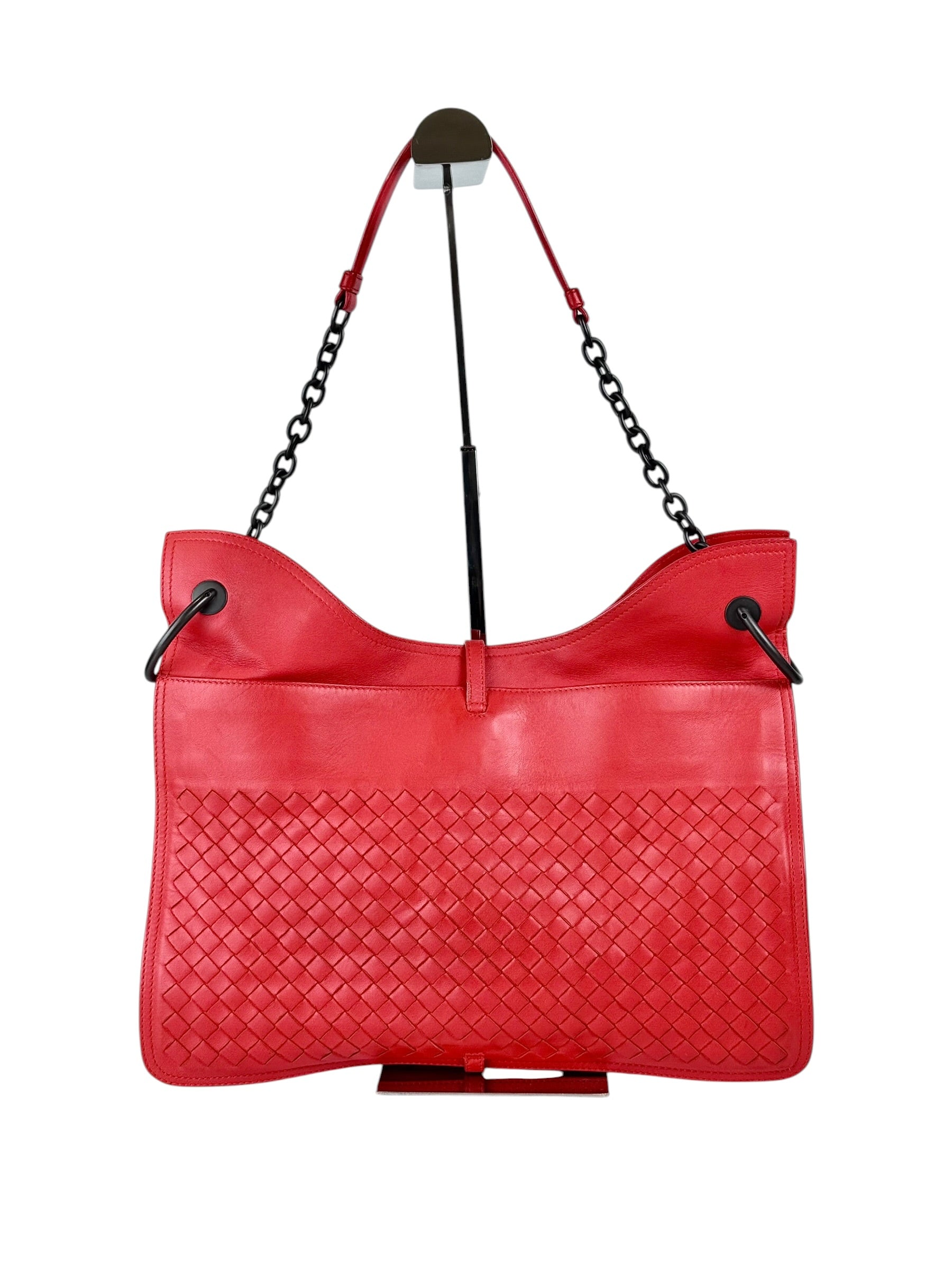 Bottega Veneta Vesuvio Interecciato Bag Red