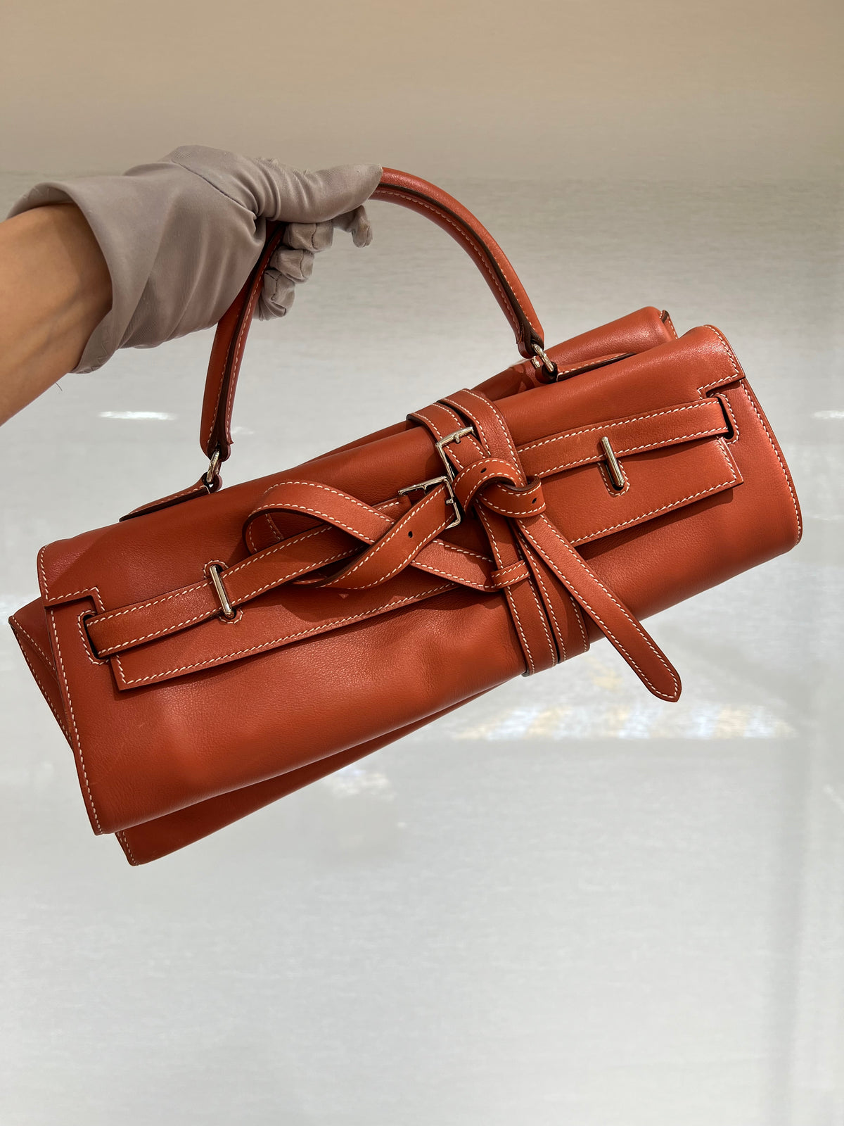 Hermes Kelly Flat Rosy Swift PHW #L 2008 SYC2316