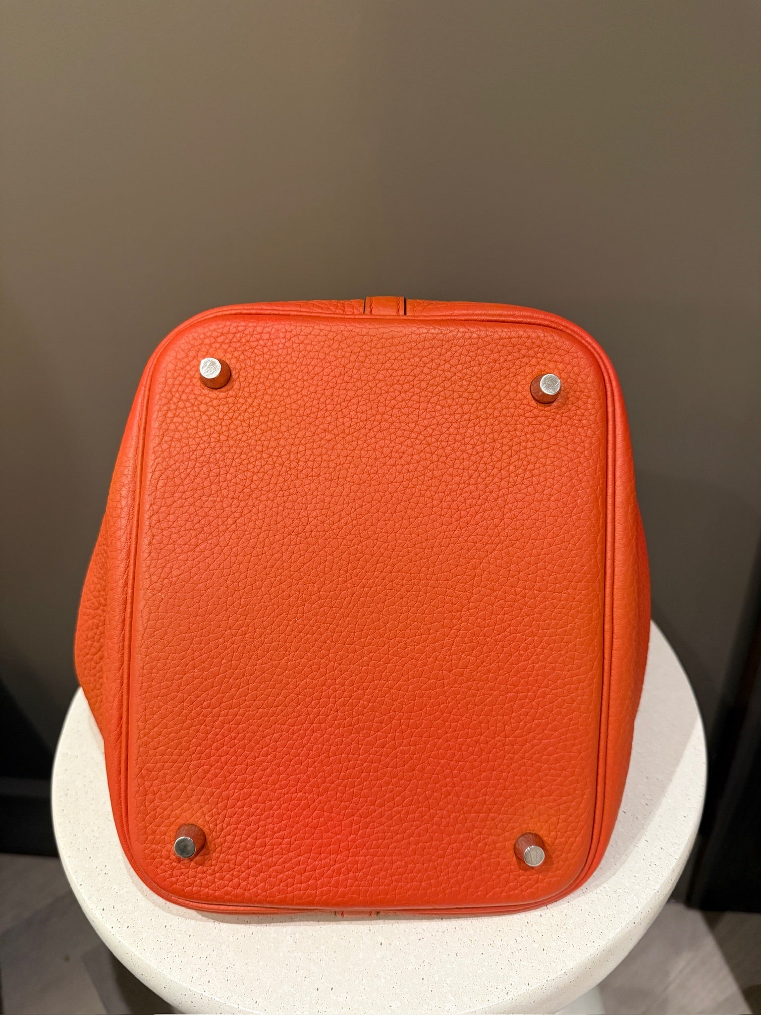 Hermès Picotin Lock 22  in orange Clemence leather with palladium hardware