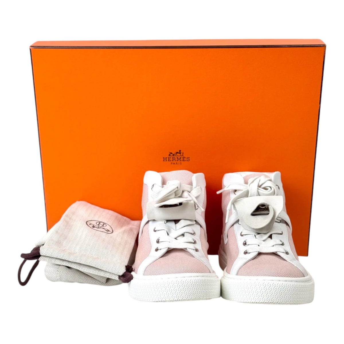 Hermes Pink Kelly Buckle Sneaker Shoes - size 36.5