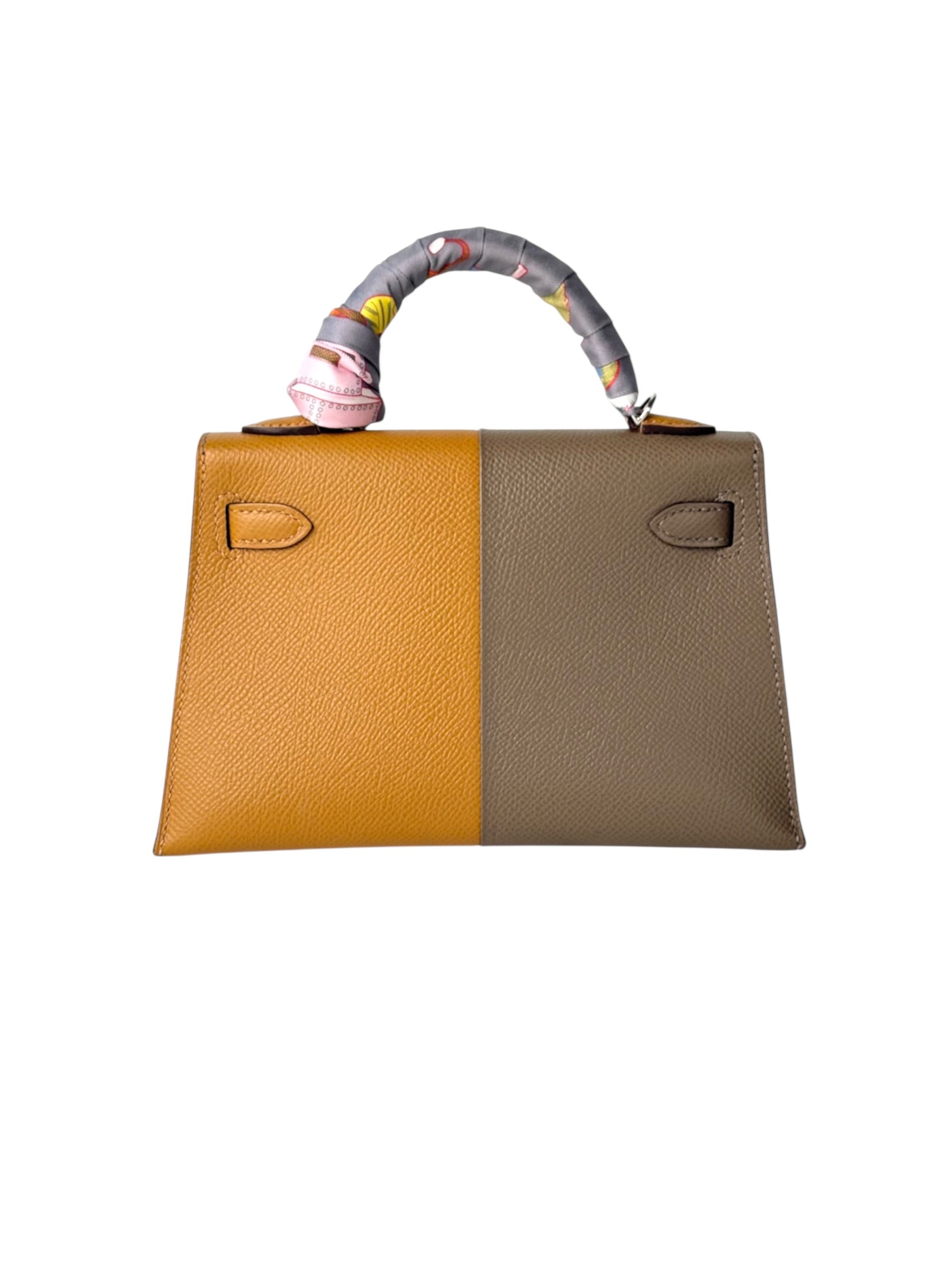 Hermes Limited Edition Kelly Mini Sesame/Etoupe/Blue Indigo in Epsom Leather