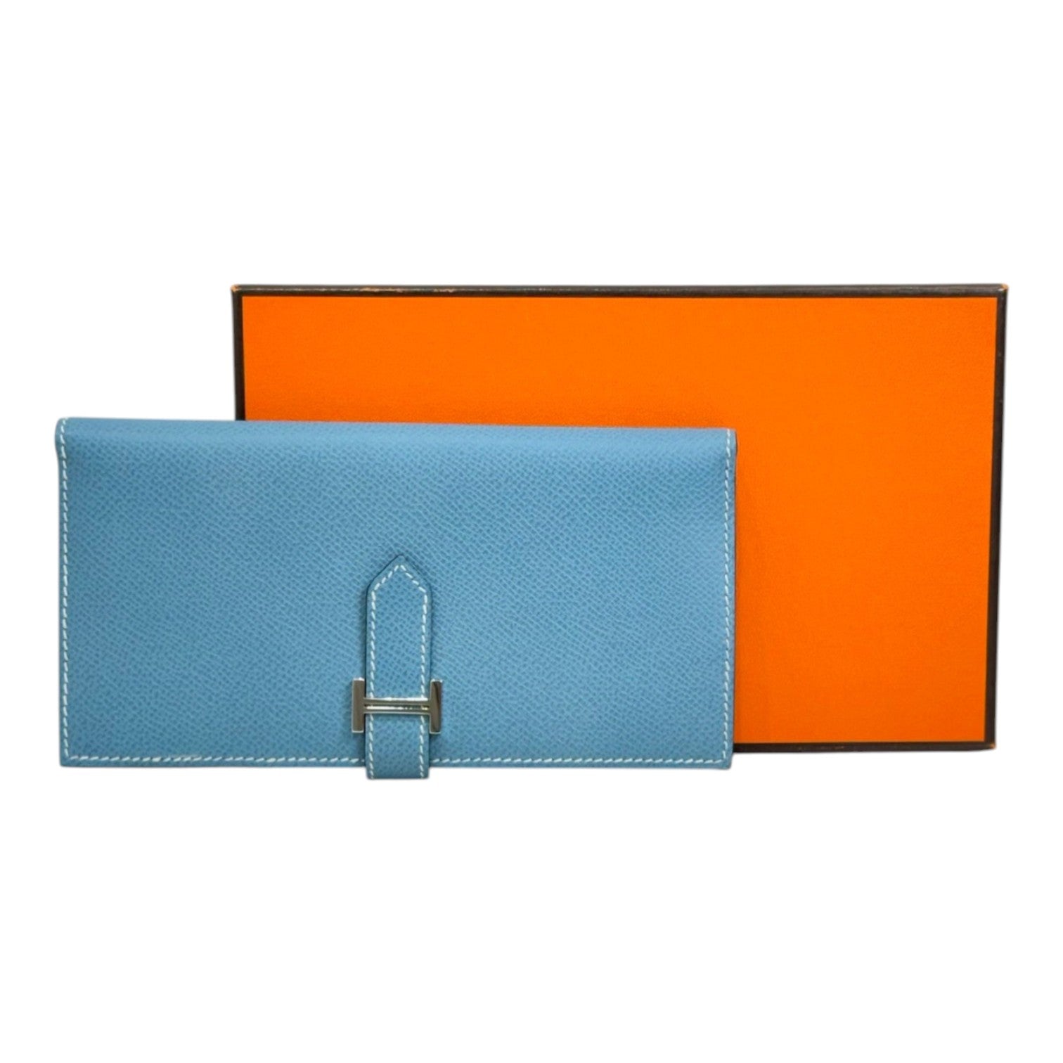 Hermes Bearn Long Wallet Blue Epsom Leather