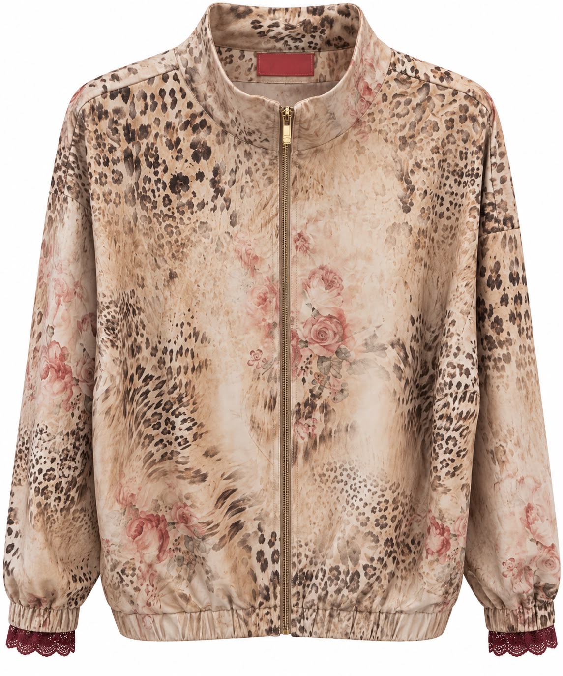 BOMBER MARLOW SUEDE SILK LINING LEO ROSES PINK LACE  MCL13438
