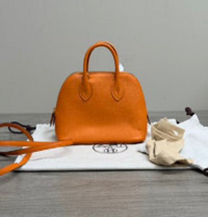 HERMES Orange Gold Buckle Mini Bowling Handbag/Shoulder/Crossbody Bag 3022603081201