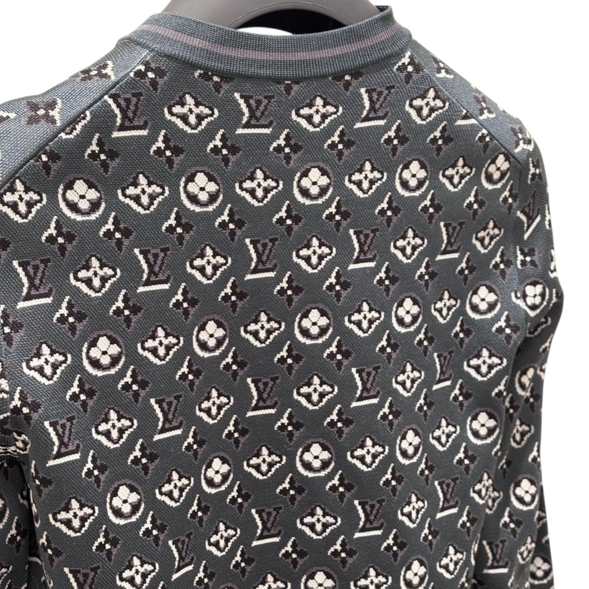 Louis Vuitton Grey Silk Monogram Shadow Jacquard Cardigan - Size M