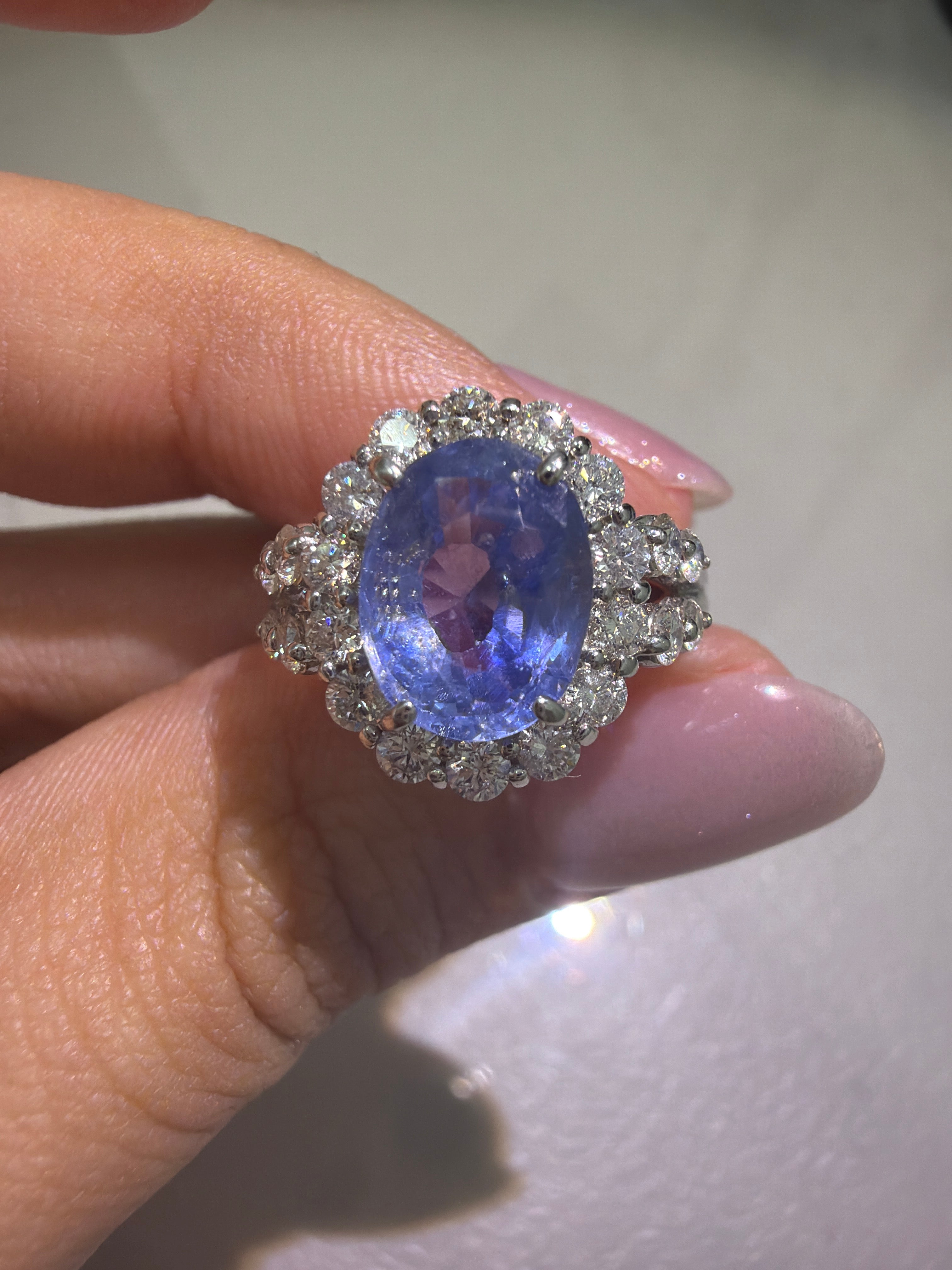 NH Sri Lanka GIA Blue Sapphire Ring in PT900, S2.76ct D0.81ct 5794 JJC0619