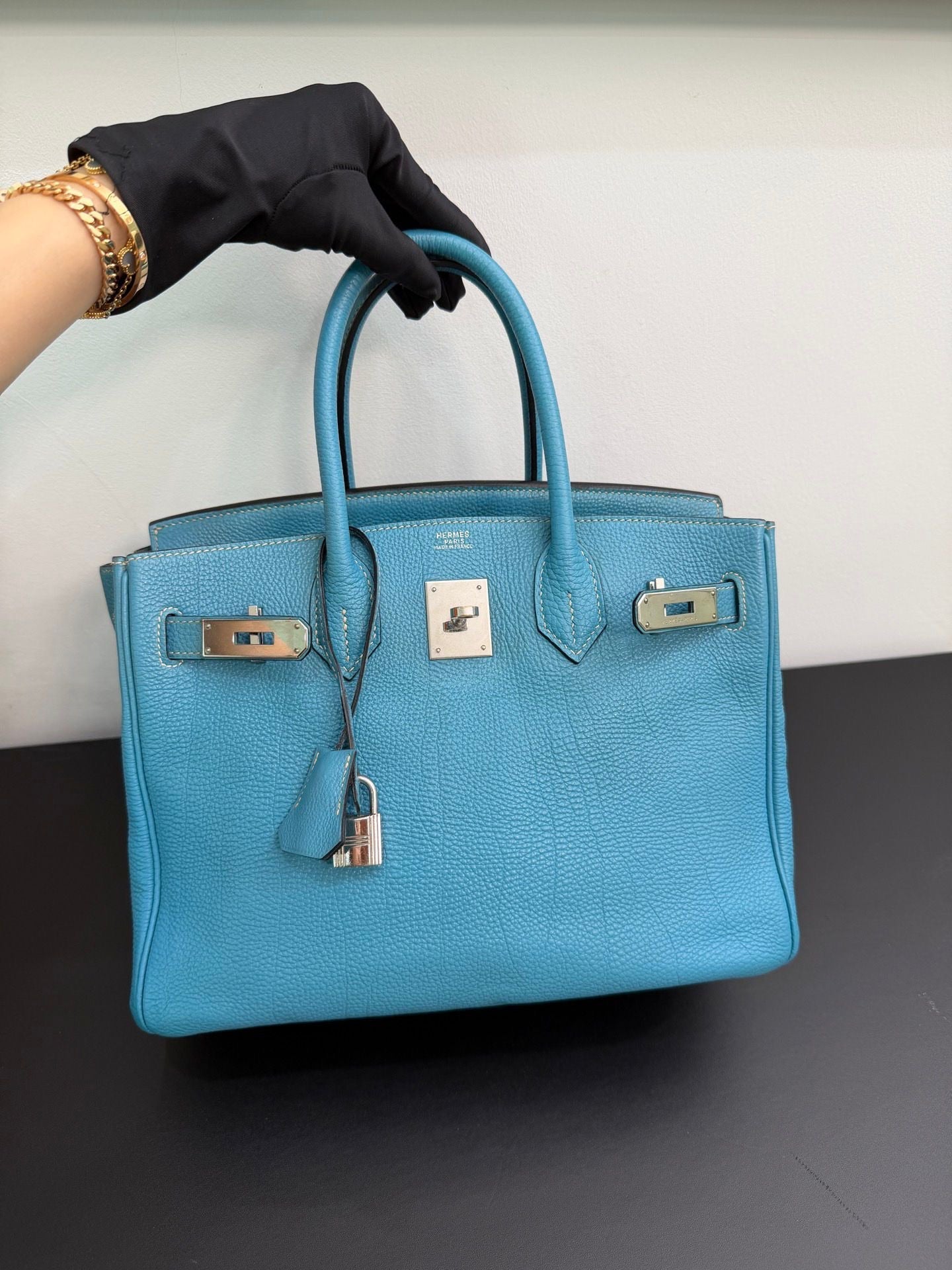 Hermès Birkin 30 Blue Jean PHW Togo Leather Square H Stamp