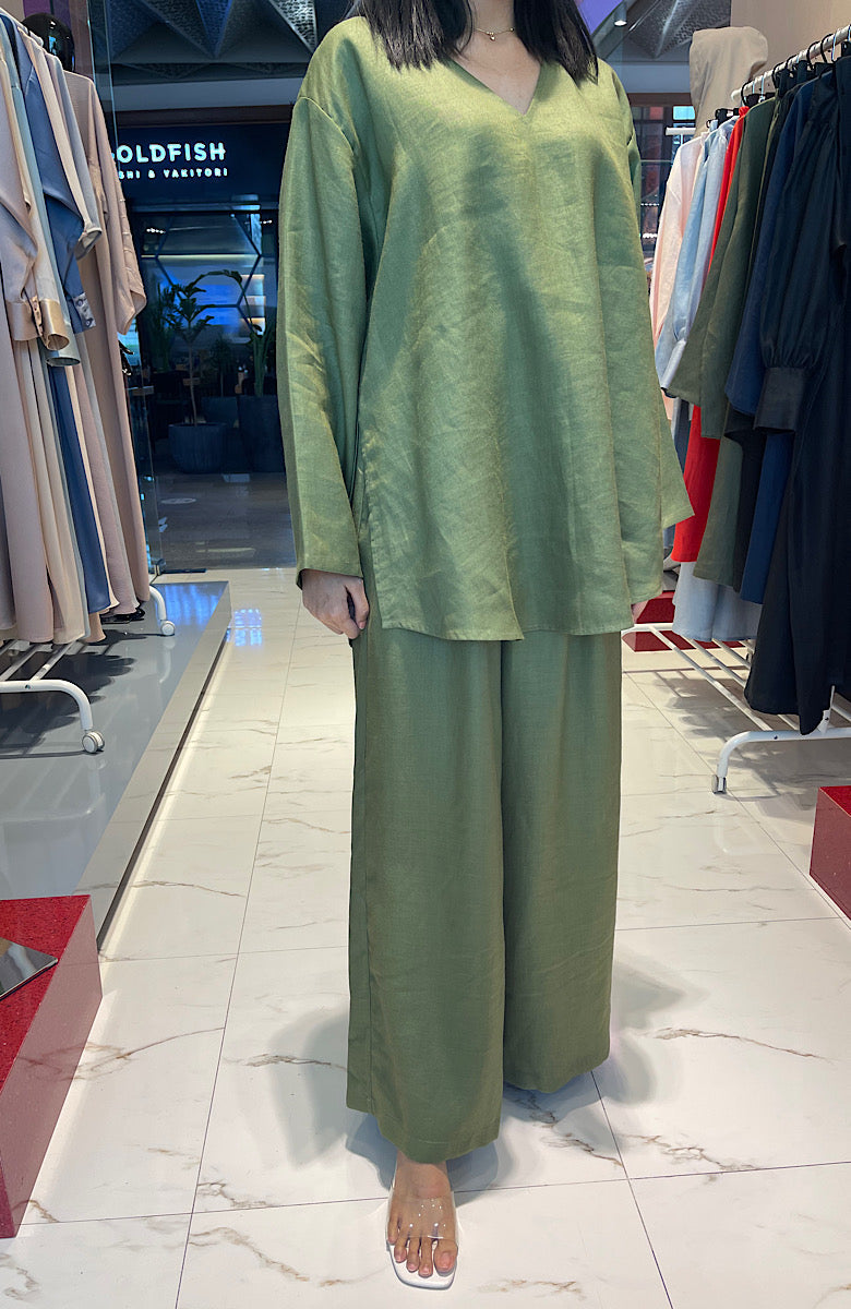 LINEN WIDE LEG PANTS (بنطلون) “MIRNA”