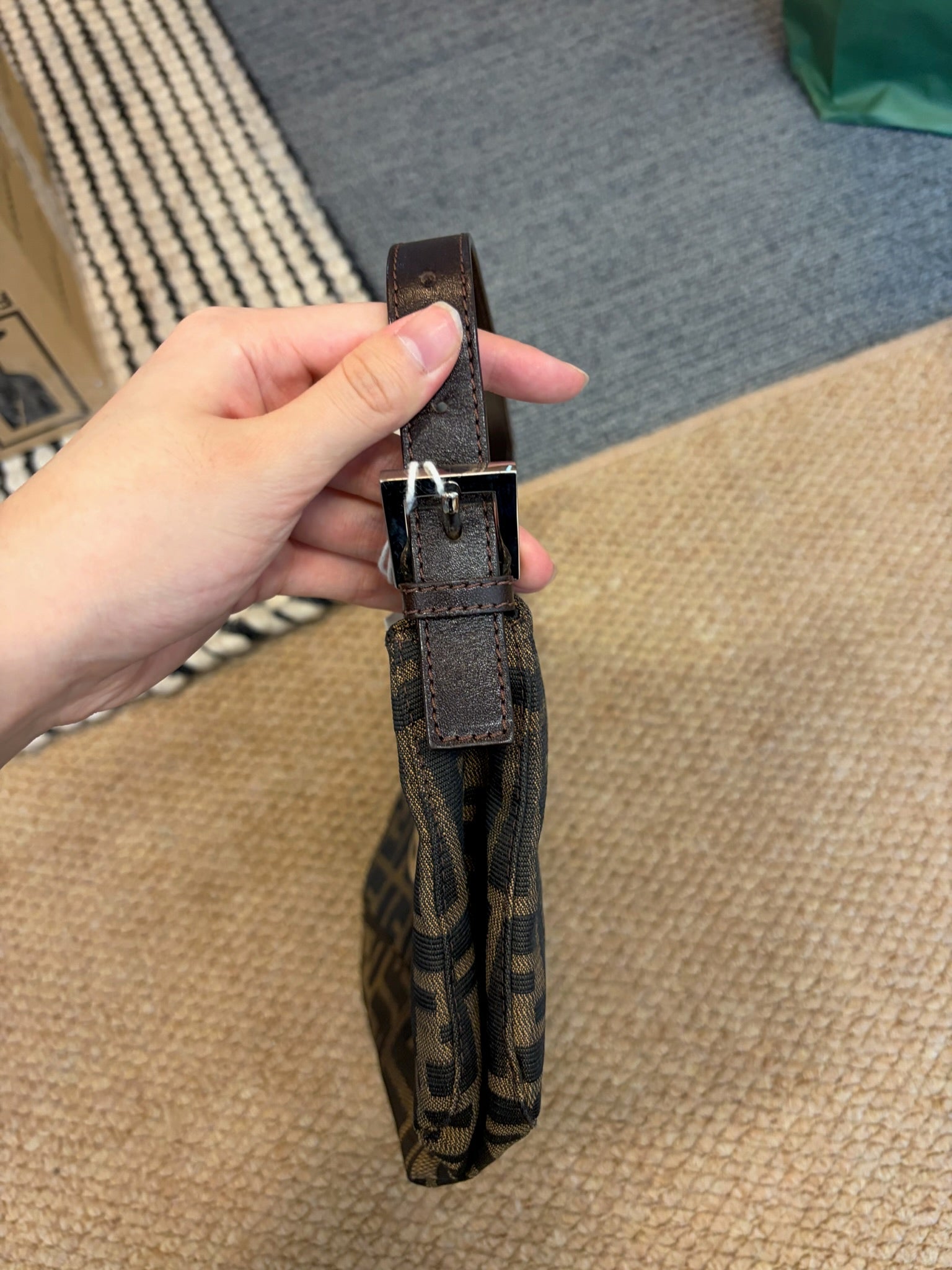 Fendi Baguette Canvas Shoulder Bag