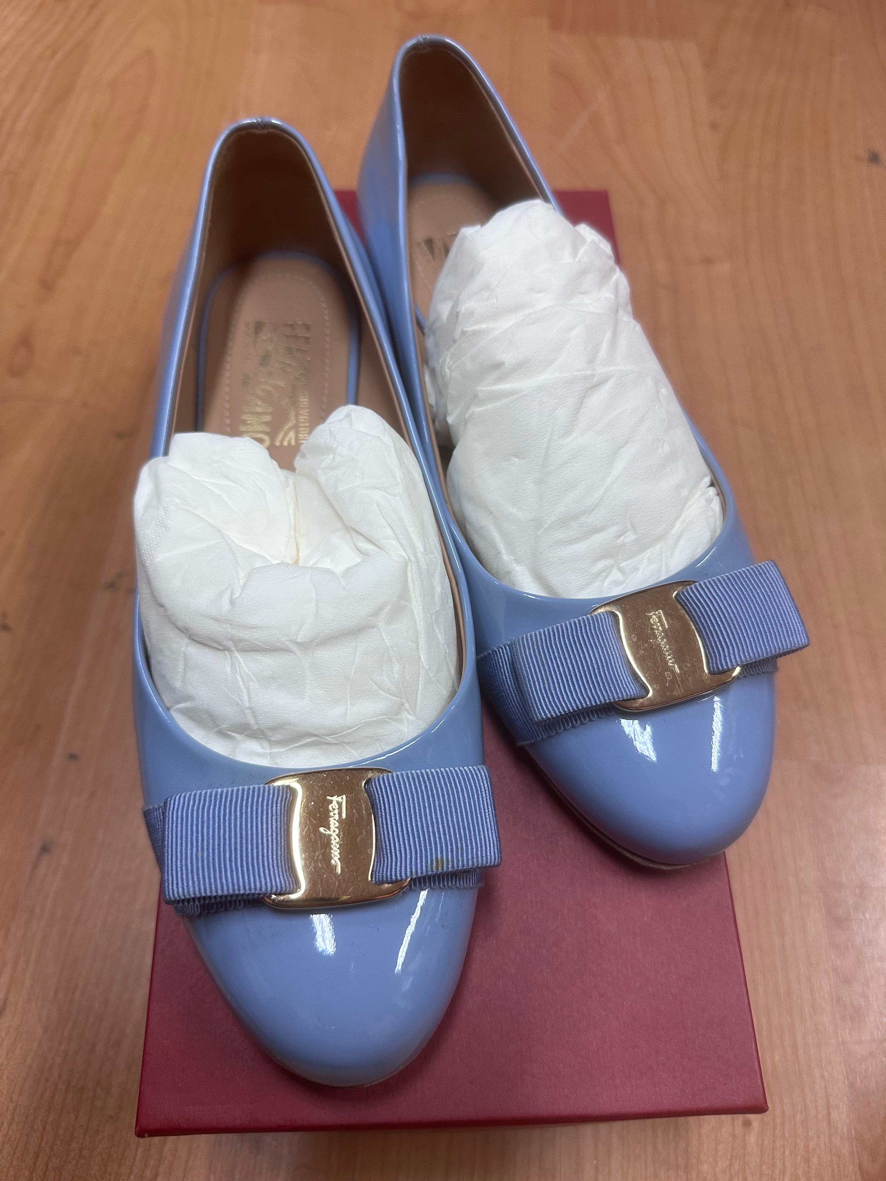 146A. Salvatore Ferragamo Blue Ballet Flat - Size 8.5